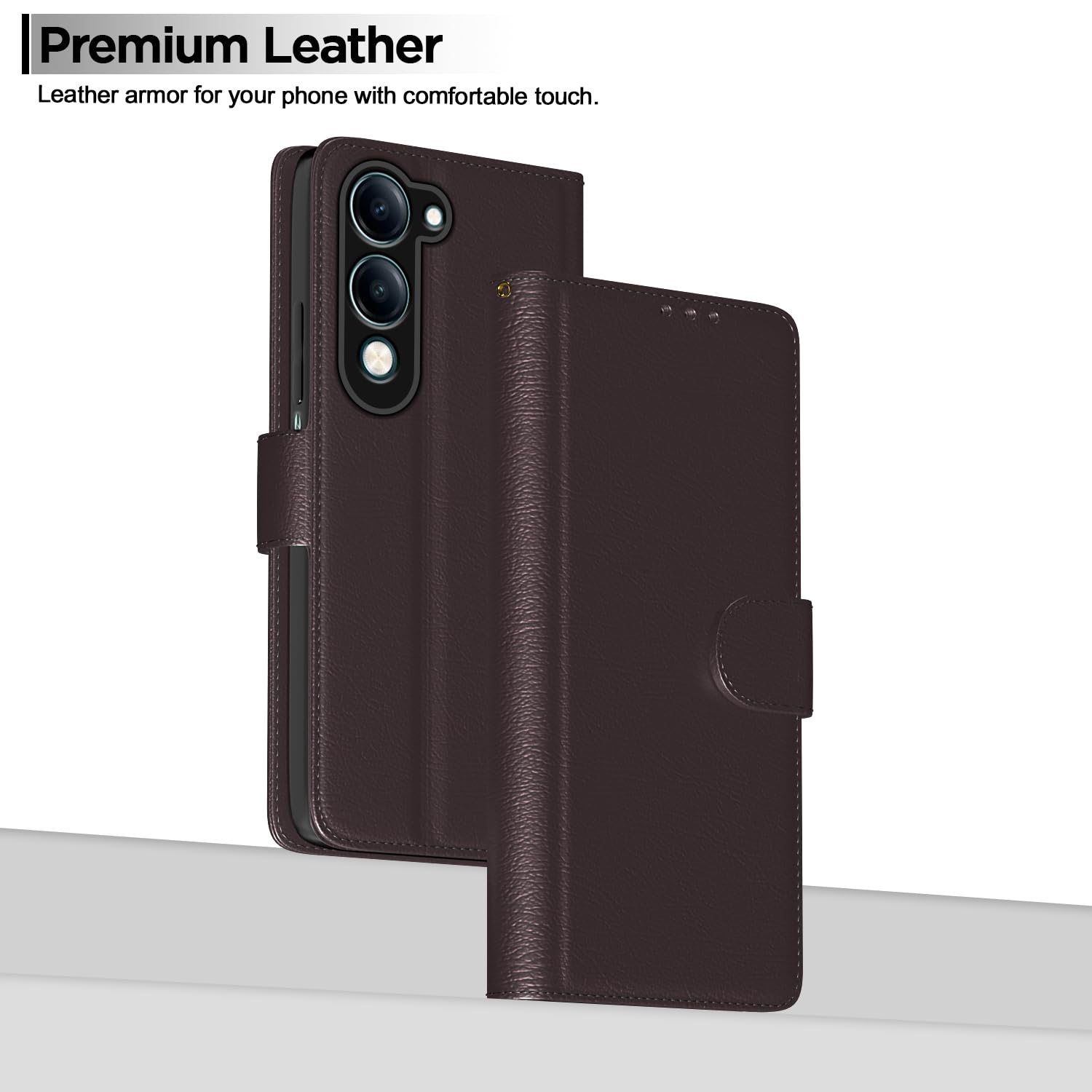 Pikkme Vivo Y19e / Y04 4G / Y29s 5G Vintage Flip Cover (Coffee)
