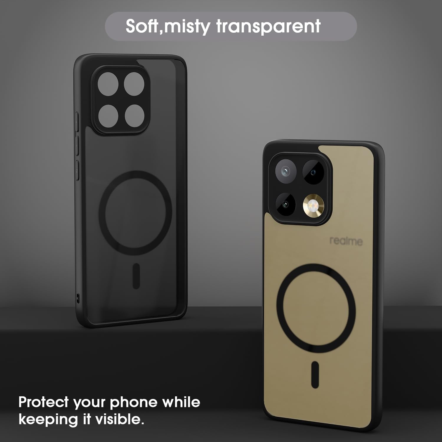 Pikkme black smoke mag-safe back cover for Realme 16 Pro 5G – photo 3