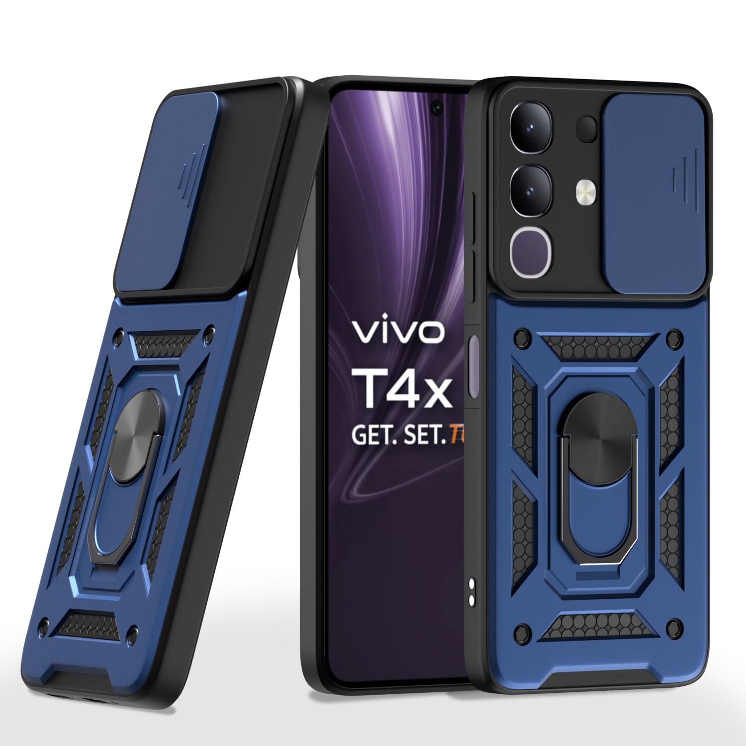 Pikkme Vivo T4x 5G D10 Tough Armor Back Cover - Blue