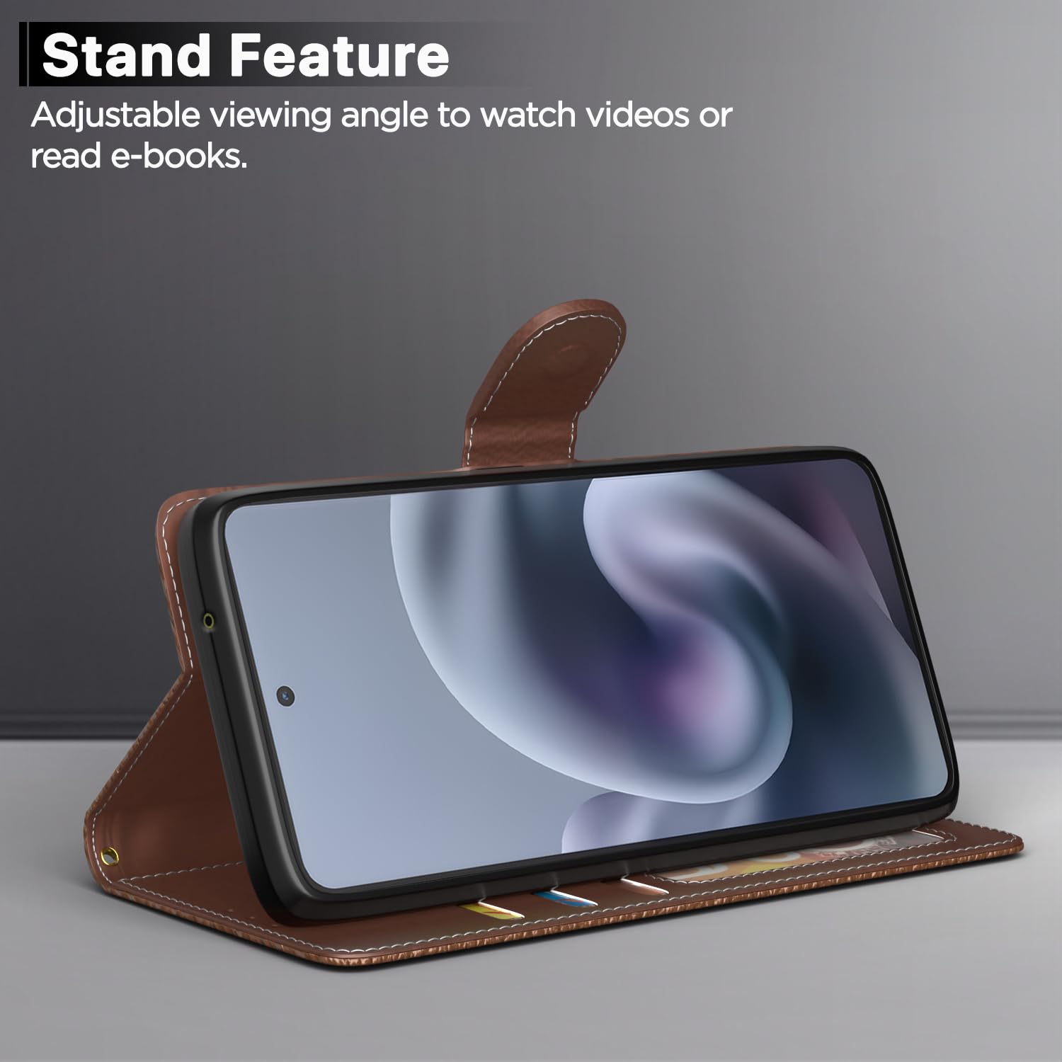 Pikkme tan Wallet mobile flip cover for Moto G86 Power 5G – photo 3