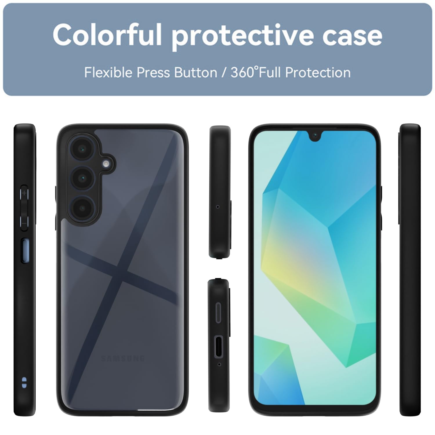 Pikkme Samsung Galaxy A16 5G Eagle 2 Shockproof Sleek Hybrid Armor Back Cover (Black)