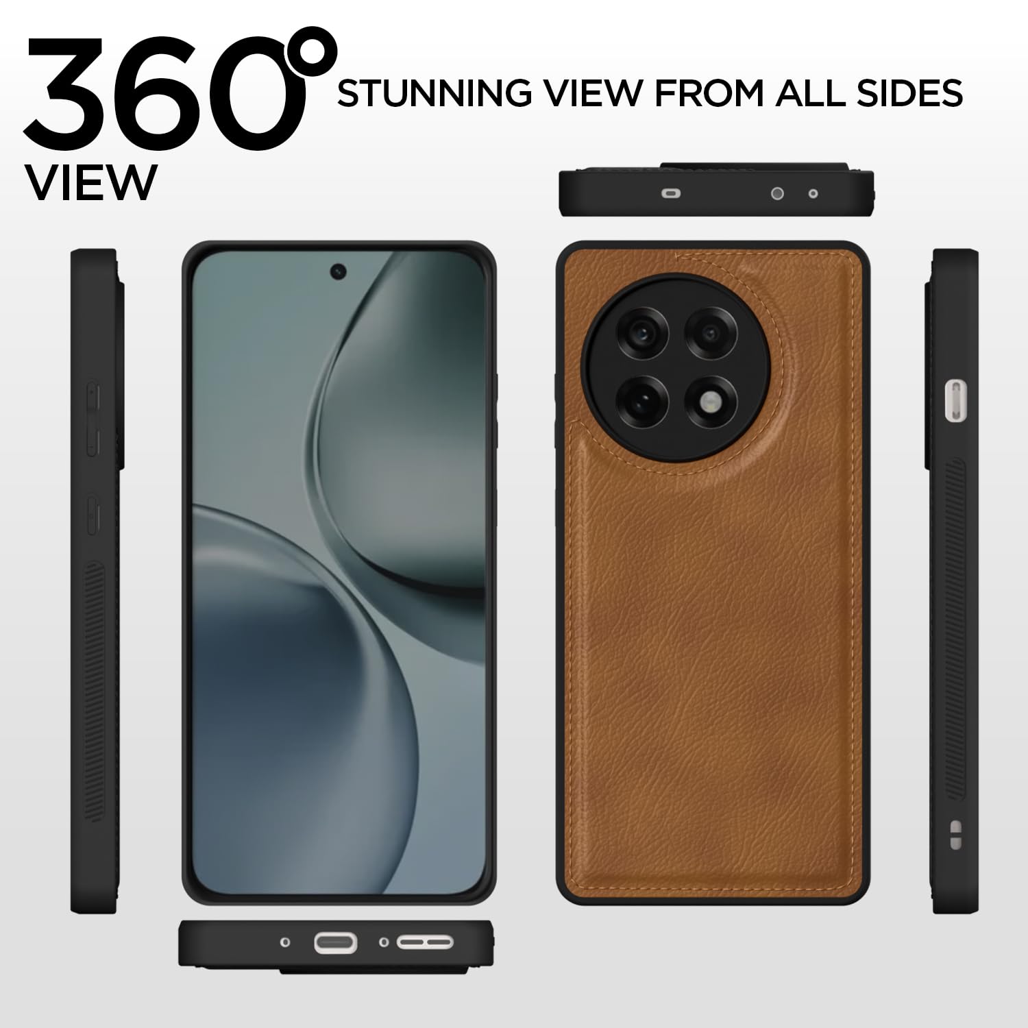 Pikkme OnePlus 13R 5G Leatherback Back Case (Brown)