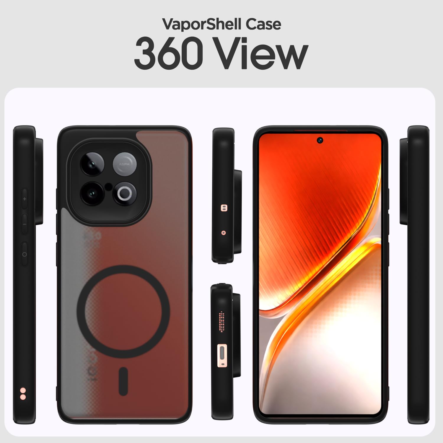 Black smoke mag-safe back cover for iQOO Neo 10/Vivo Y300 GT 5G – Pikkme – photo 2