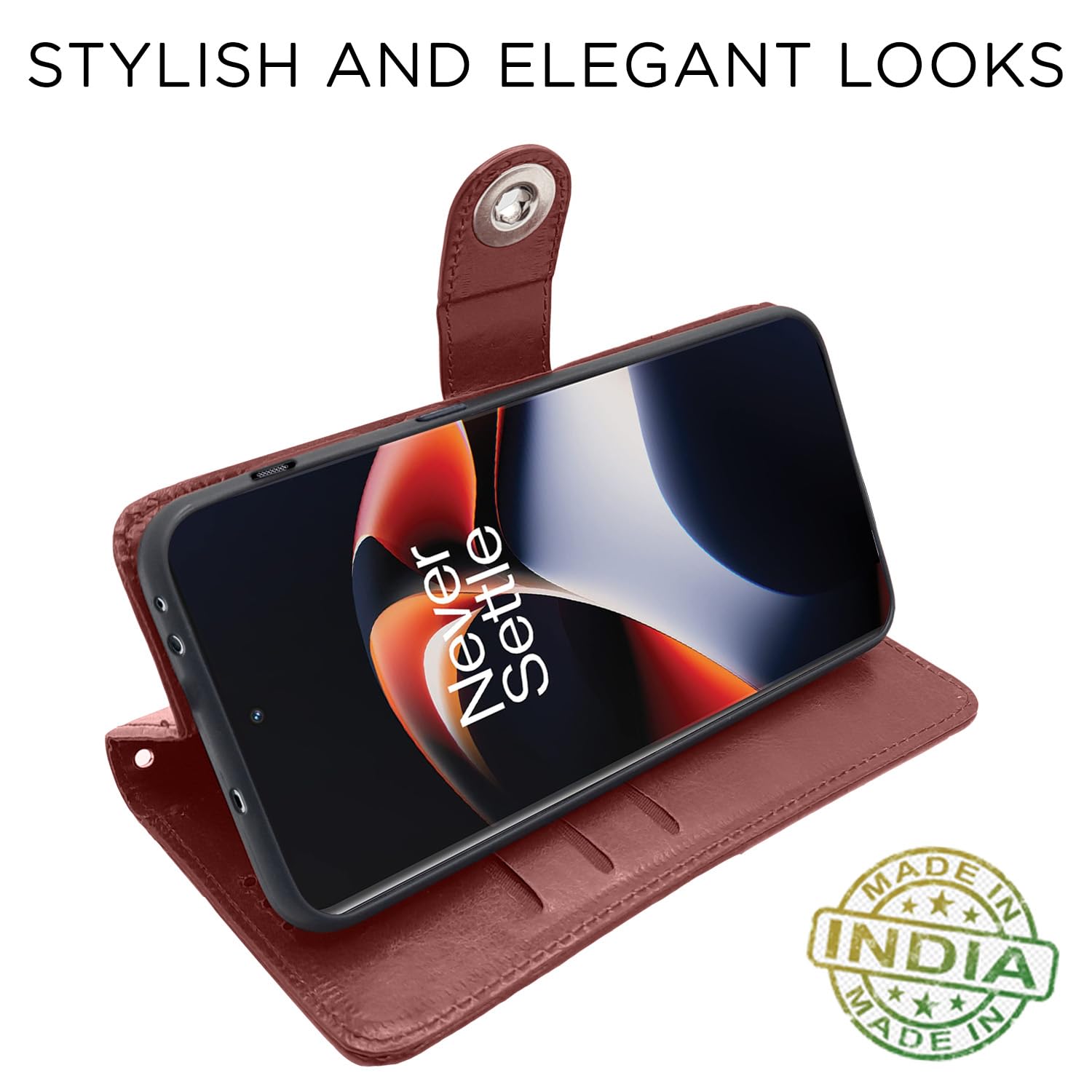 Pikkme brown mobile flip cover for OnePlus 11R 5G – photo 5