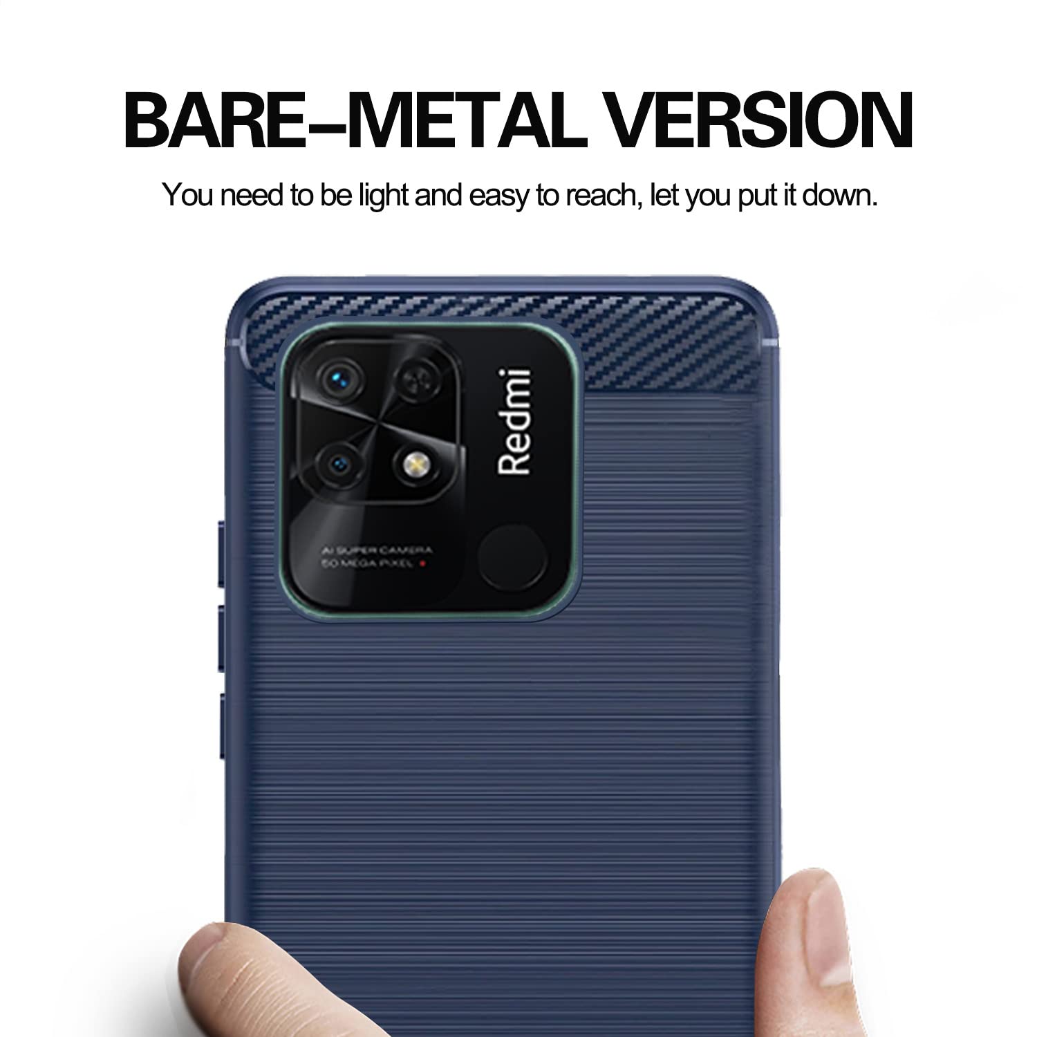 Pikkme Mi Redmi 10 / Redmi 10 Power Hybrid Carbon Fiber Back Cover | Blue