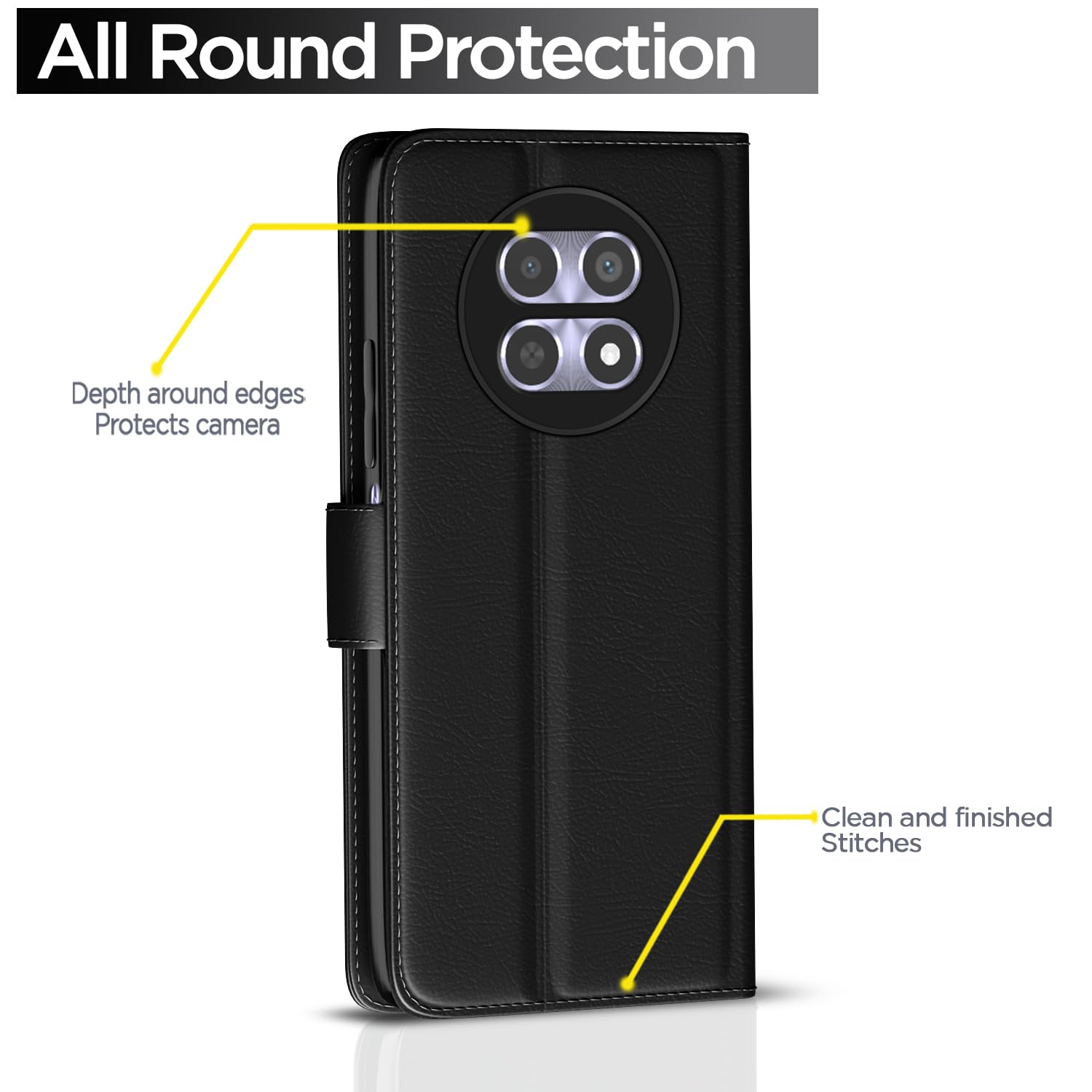 Pikkme Realme 12 5G Vintage Flip Cover (Black)