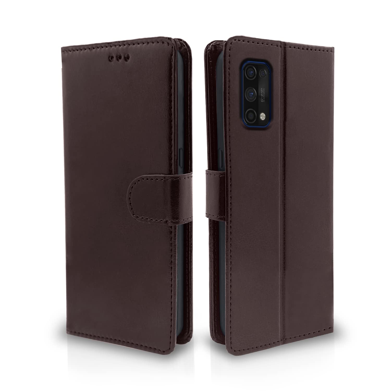 Realme 7 Pro Wallet mobile flip cover in coffee by Pikkme