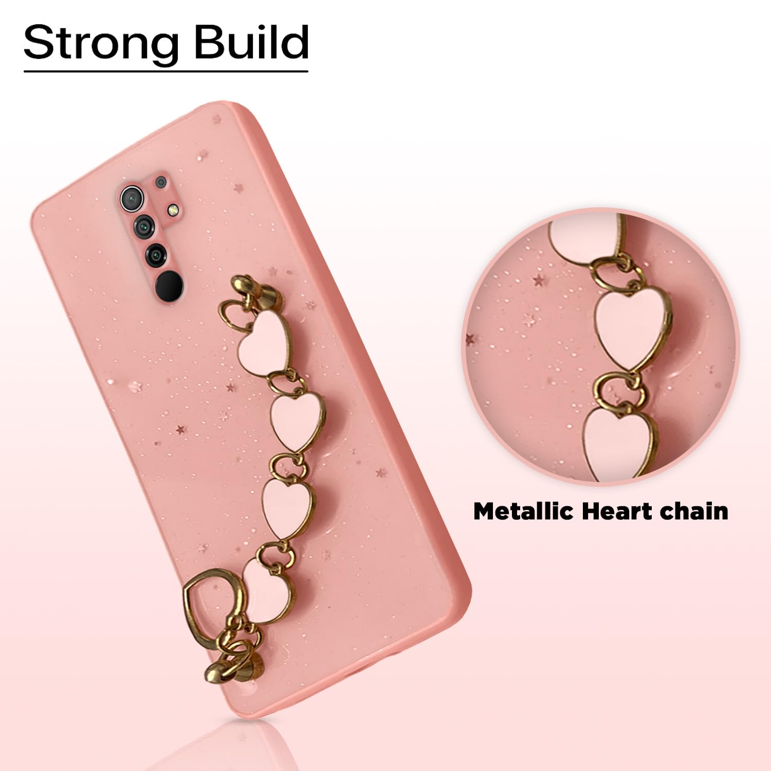 Pikkme Redmi 9 Prime Chain Back Cover (Pink)