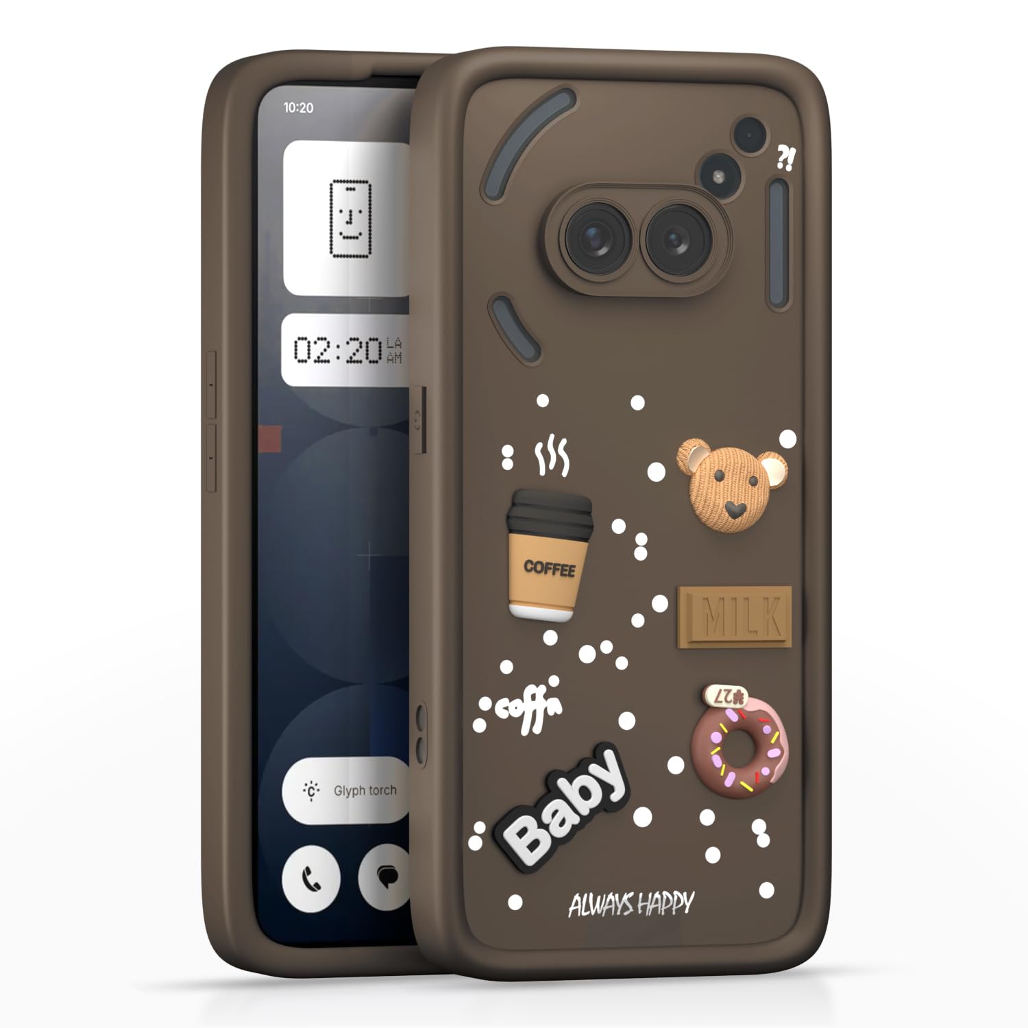 Pikkme Nothing Phone 2A / Nothing Phone 2A Plus Cute Fun Cartoon 3D Bear Silicon Back Cover - Brown