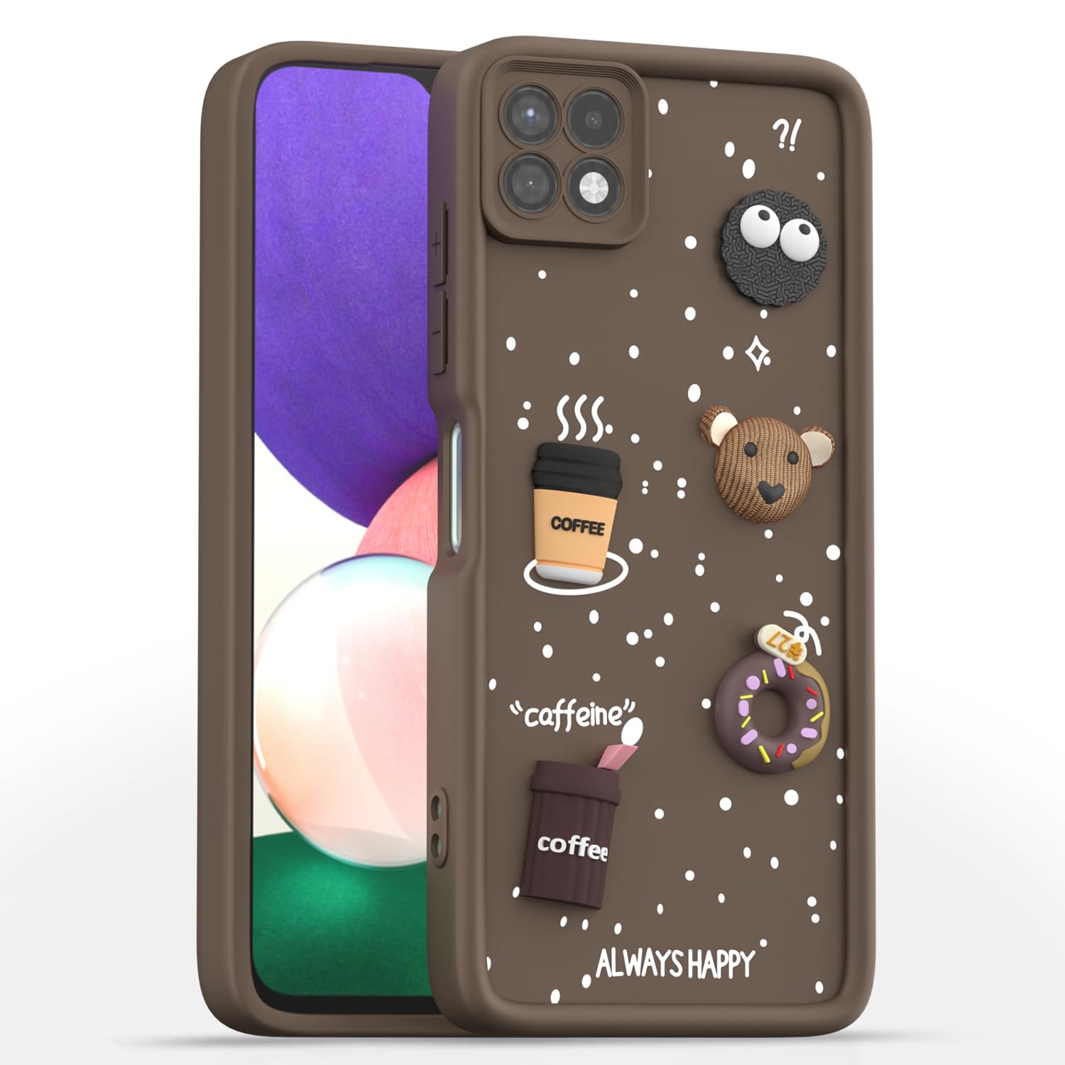 Pikkme Samsung A22 5G/3D Silicone brown back cover
