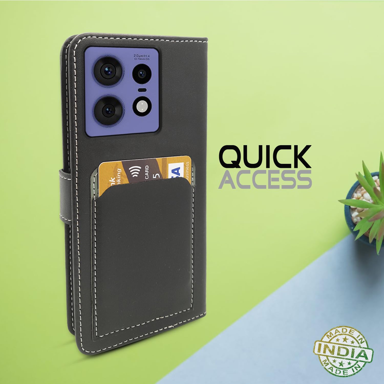Pikkme Moto Edge 50 Pro 5G Wallet Style Inbuilt Pockets & Stand | Strong Magnetic Flip Cover (Grey)