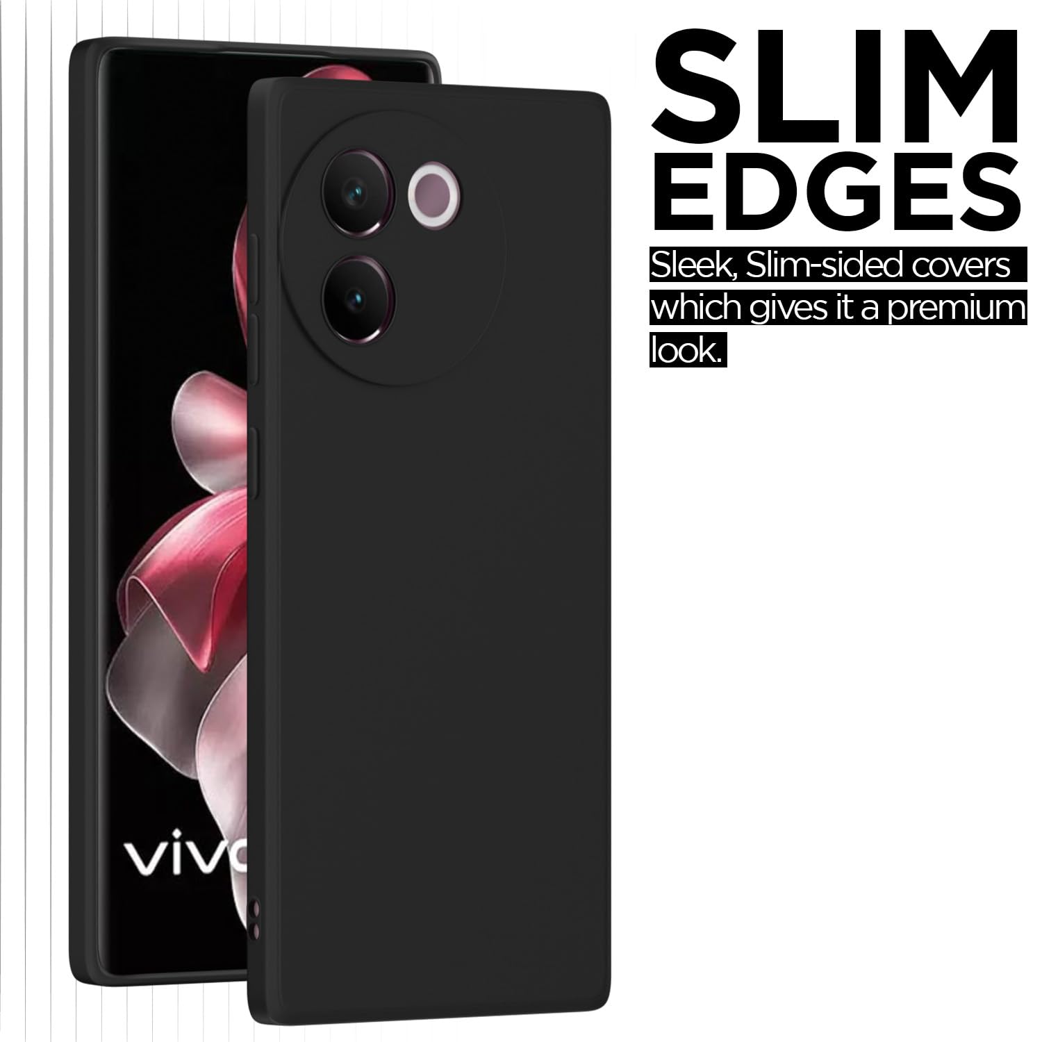 Pikkme Vivo V30e 5G Soft Matte Silicone Shockproof Case | Black