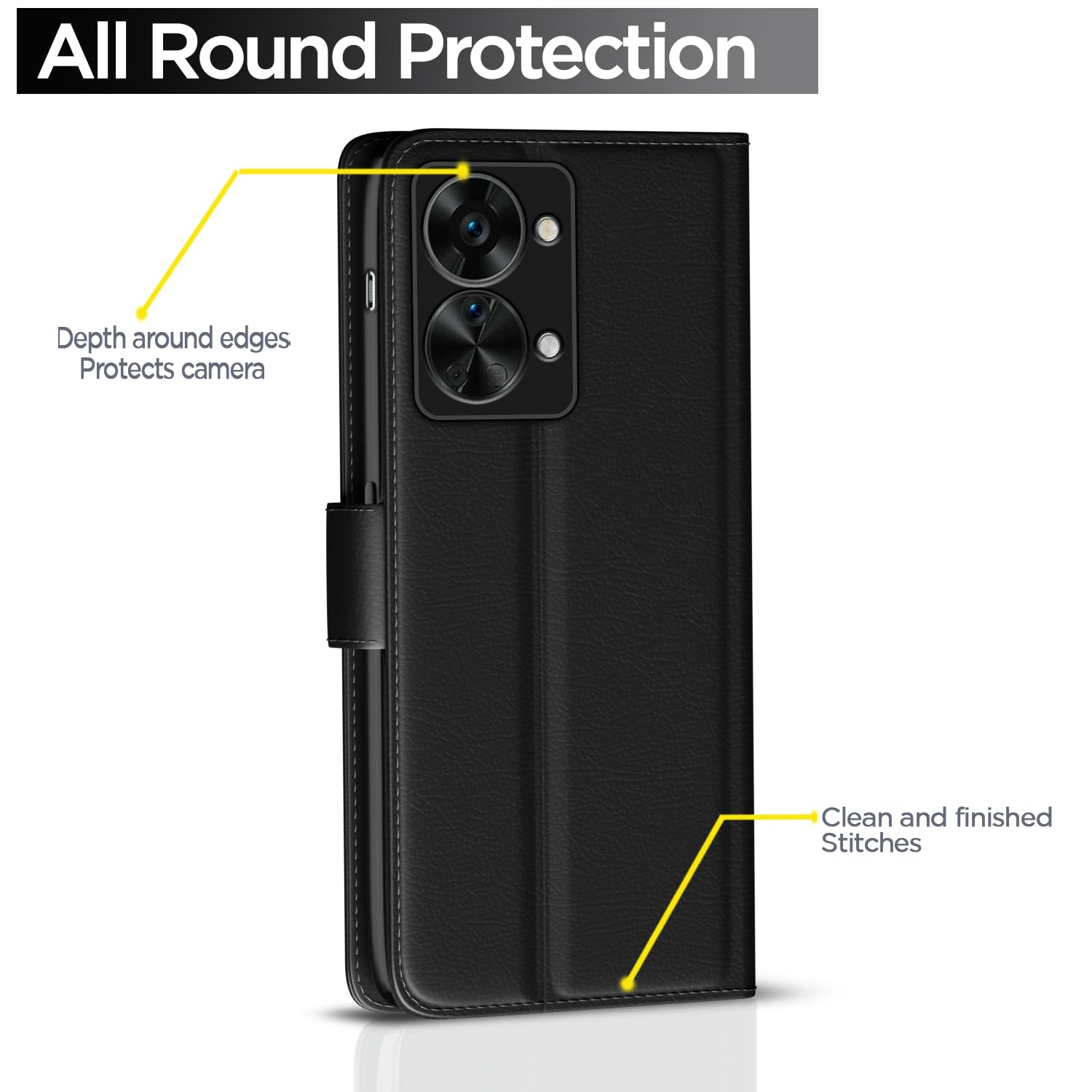 OnePlus Nord 2T 5 mobile flip cover in black by Pikkme – photo 4