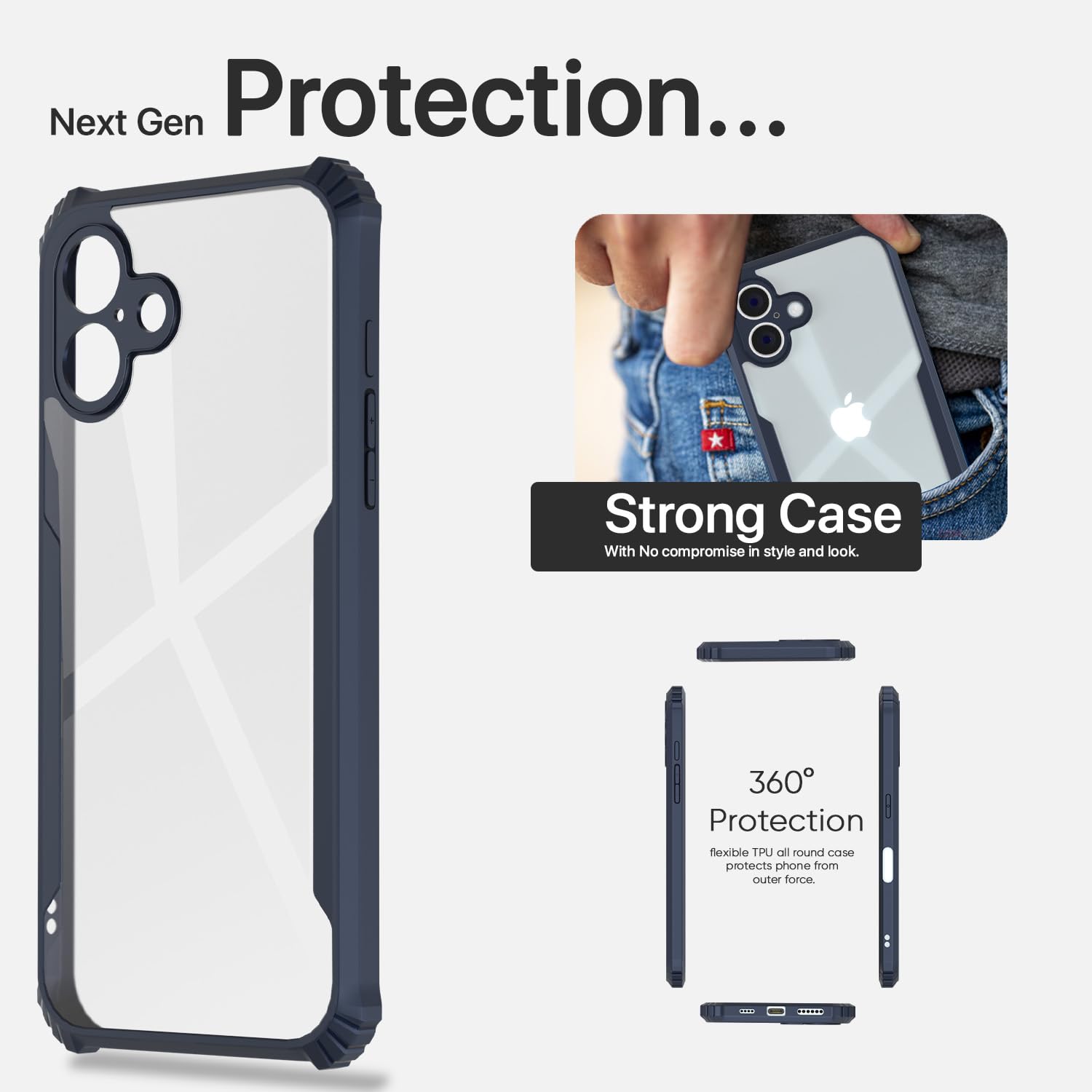 Pikkme iPhone 16 Plus Shockproof Eagle Clear Transparent Back Cover (Blue)