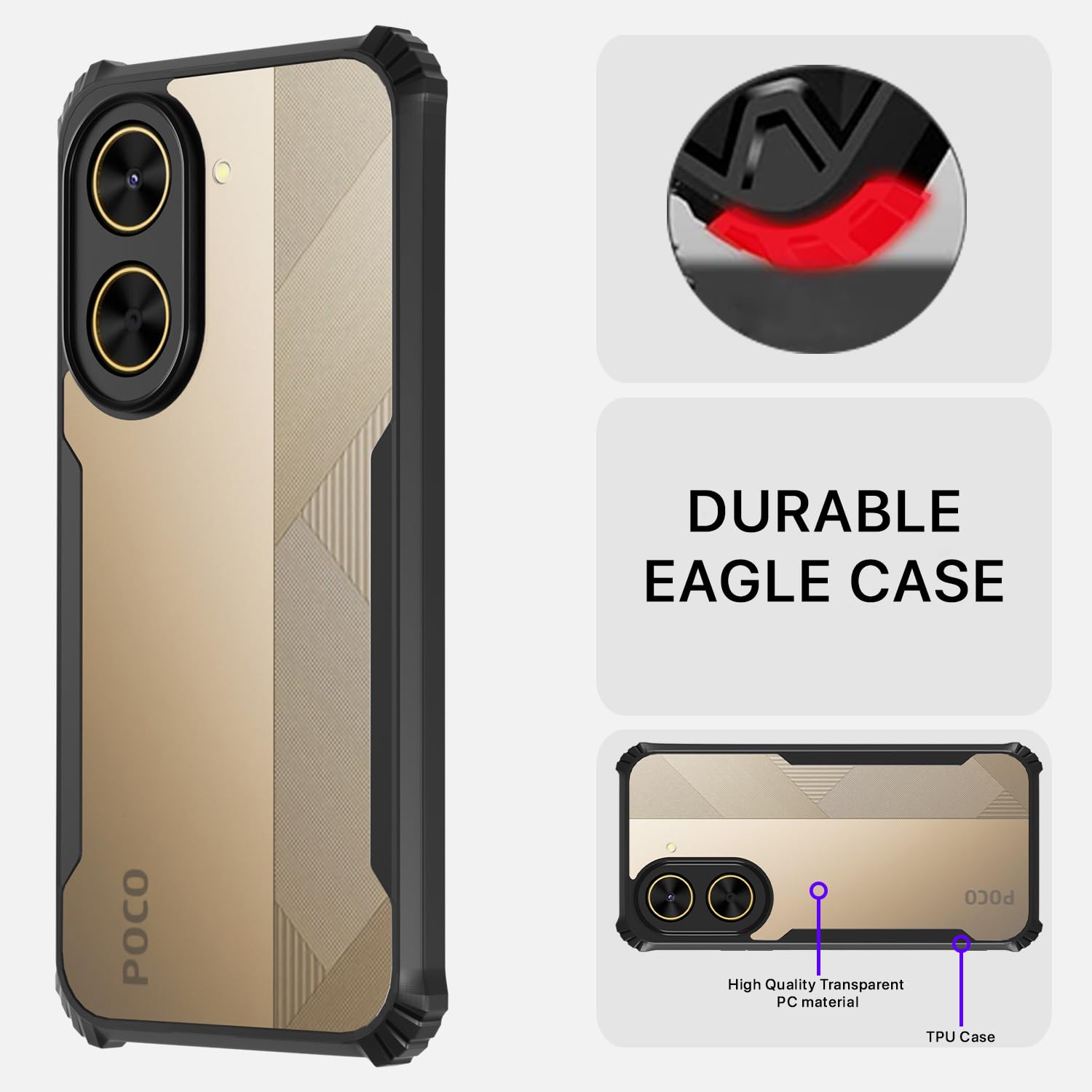Pikkme Redmi A5/Poco C71 Eagle Back Cover (Black)