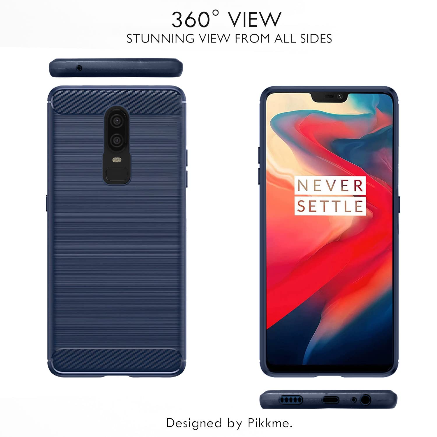 Pikkme Oneplus 6 Hybrid Carbon Fiber Back Cover | Blue