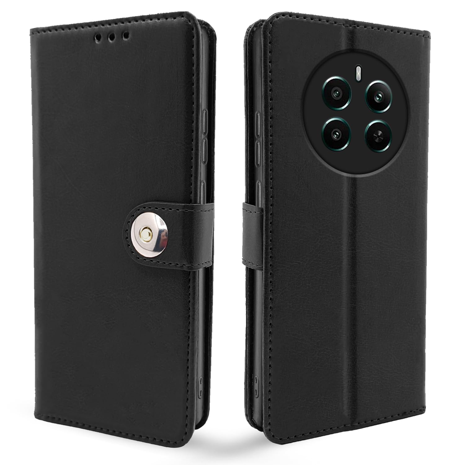 Pikkme black flip cover for Realme 12 Plus/P1/Narzo 70/70 Pro 5G