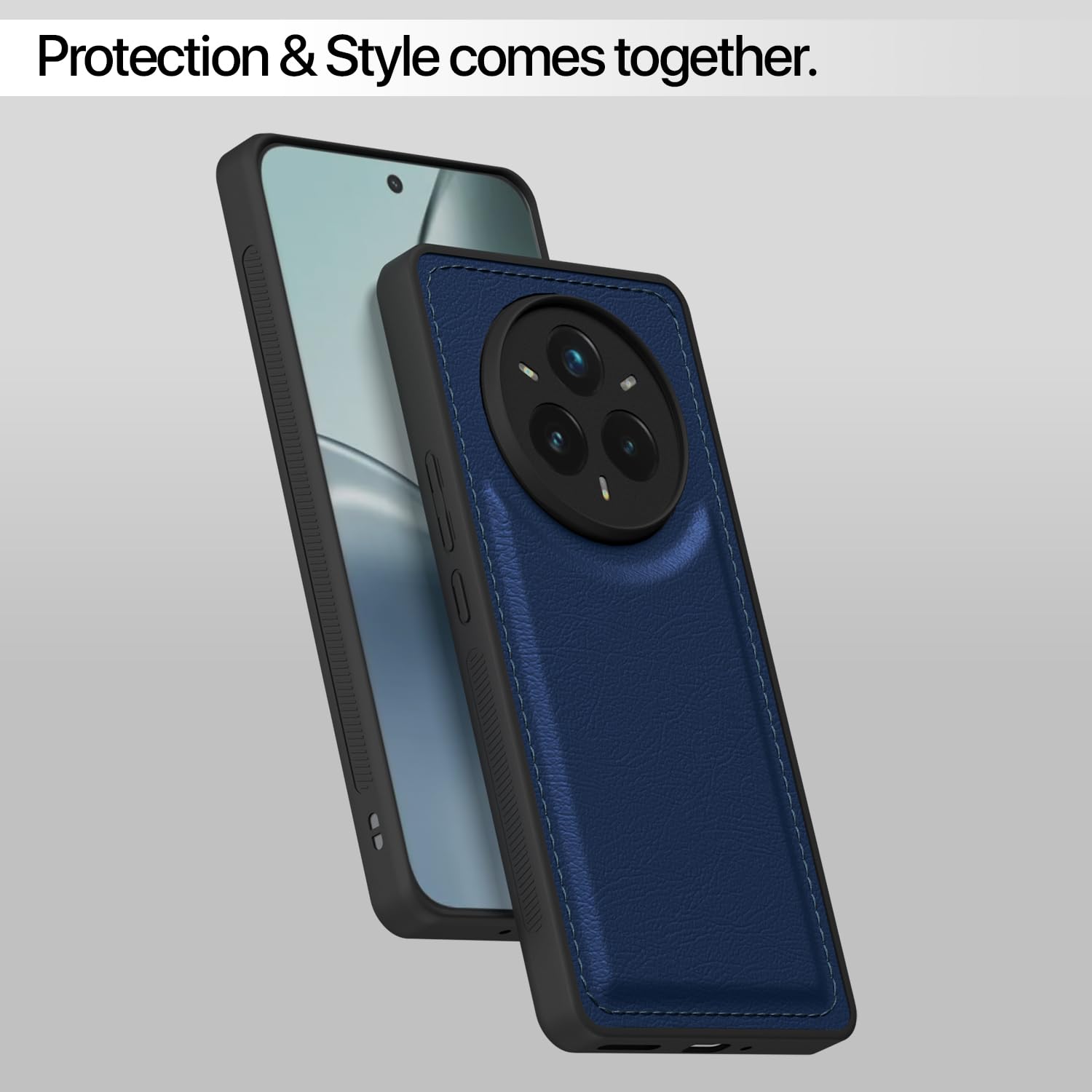 Pikkme Realme 14 Pro Plus 5G Leatherback Back Case (Blue)