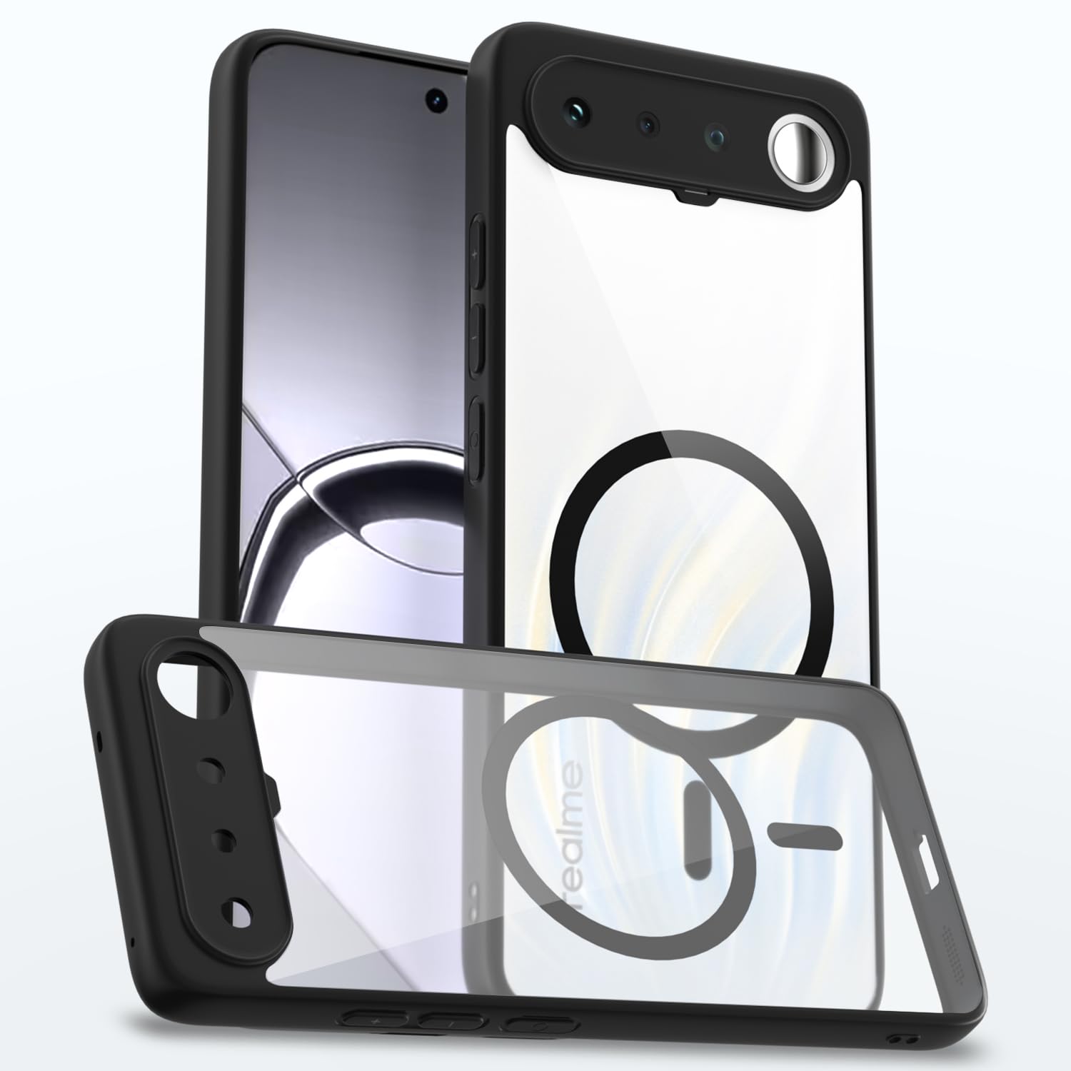 Realme 16 5G phone cover in black mag-safe by Pikkme