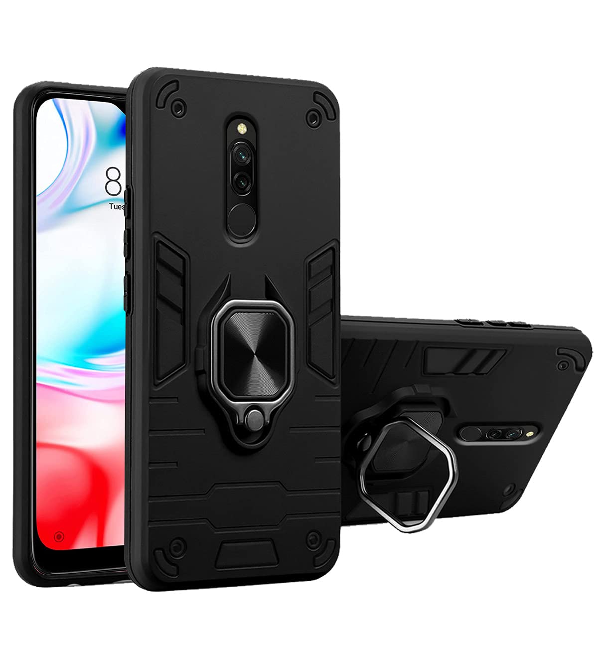Pikkme black D5 Tough Armor mobile back cover for Redmi 8