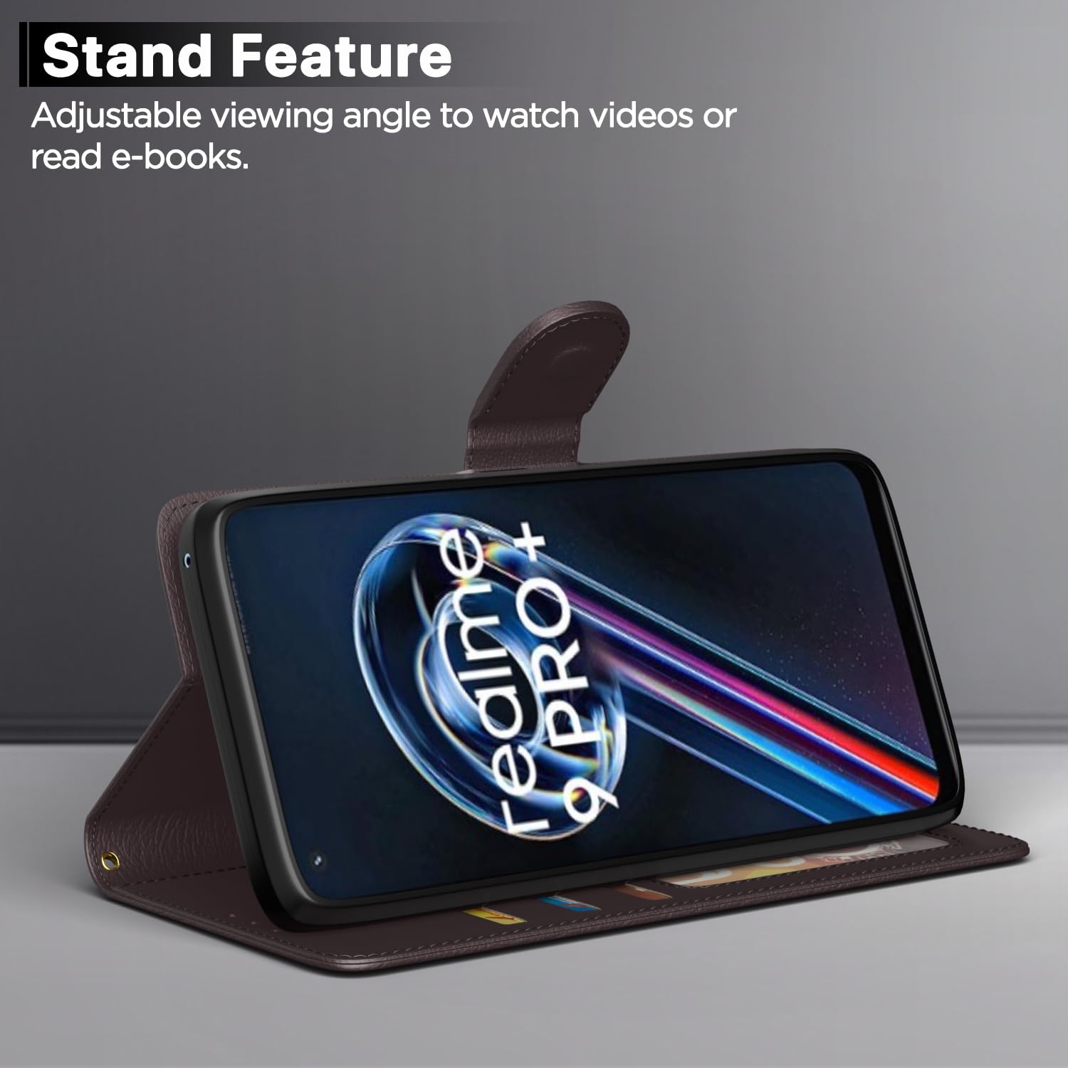 Pikkme Realme 9 Pro Plus 5G Wallet coffee flip case – photo 3