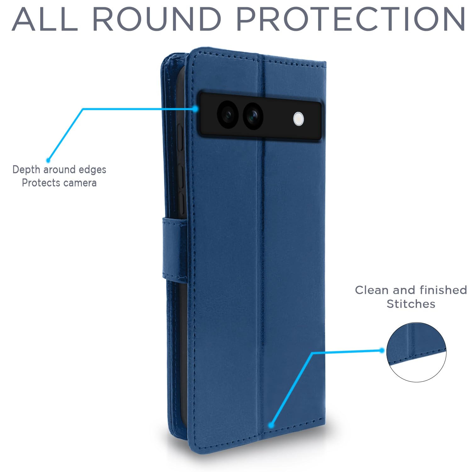Blue Wallet flip cover for Google Pixel 7A – Pikkme – photo 4