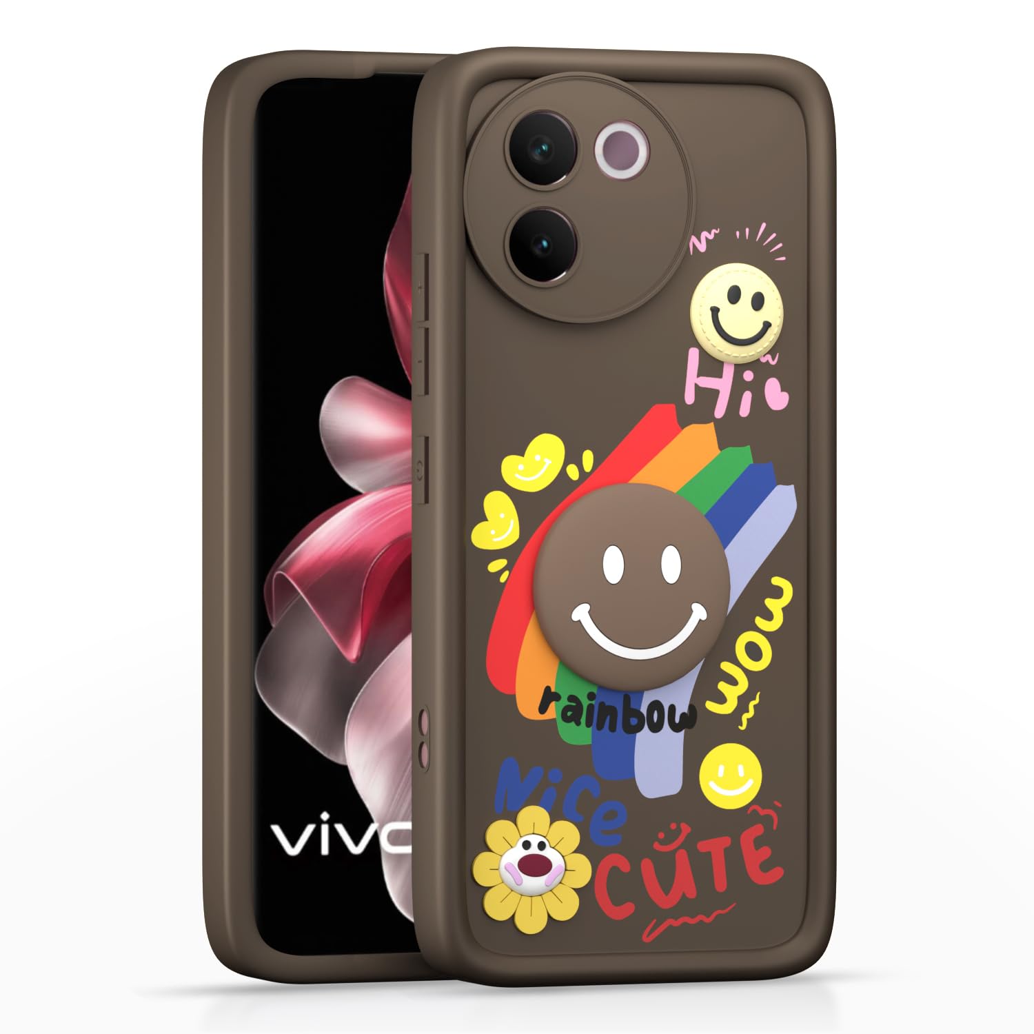 Pikkme brown mobile cover for Vivo V30e 5G