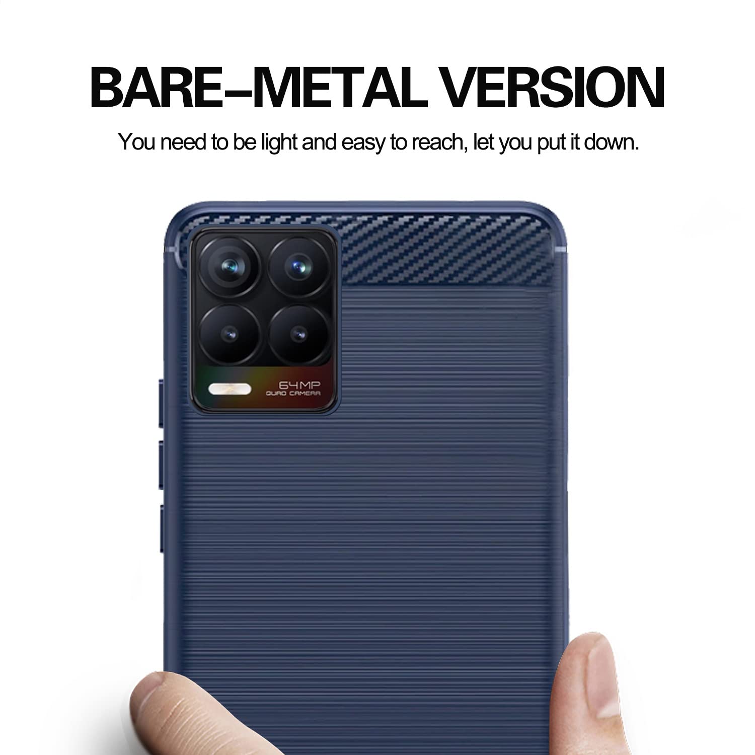 Pikkme Realme 8 4G / Realme 8 Pro Hybrid Carbon Fiber Back Cover | Blue