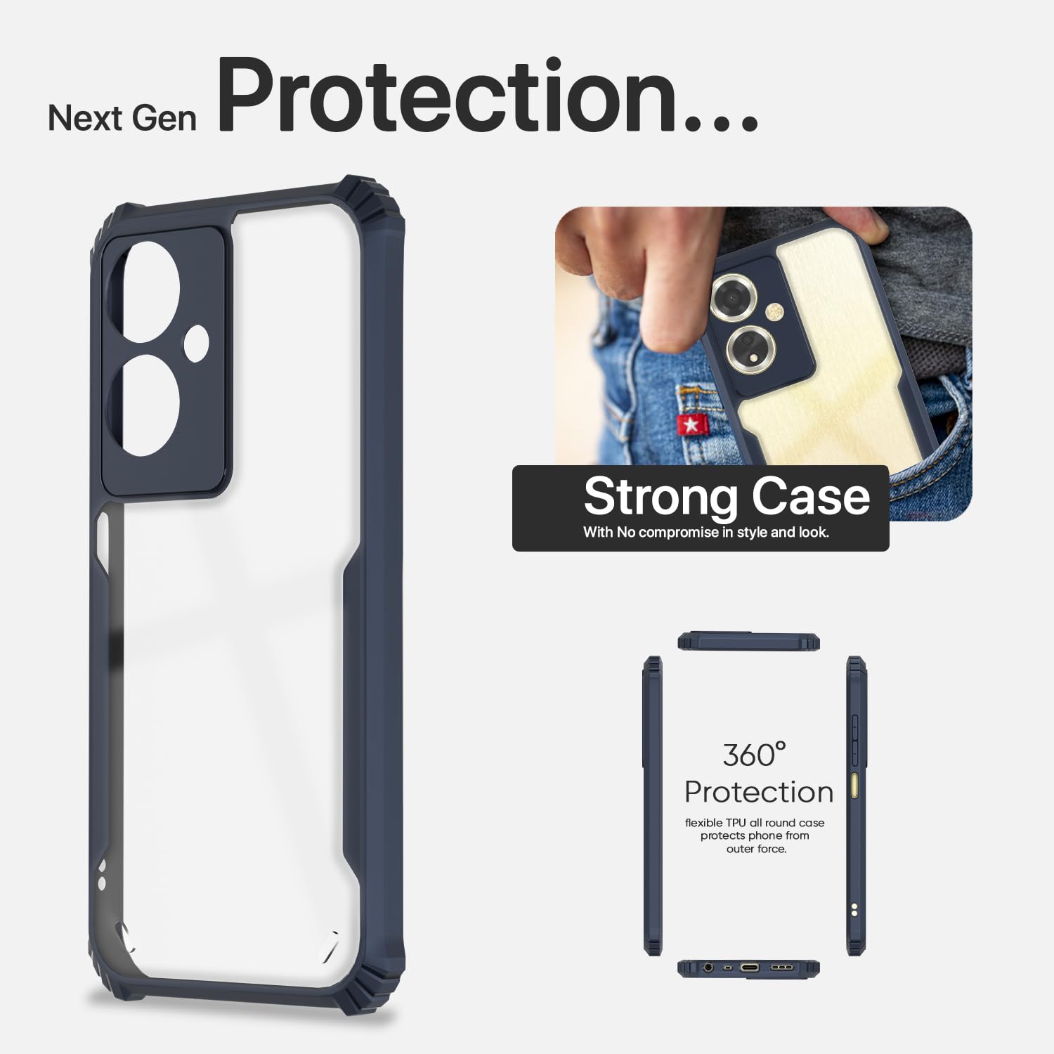 Oppo A59 5G Clear mobile back cover in blue by Pikkme – photo 6