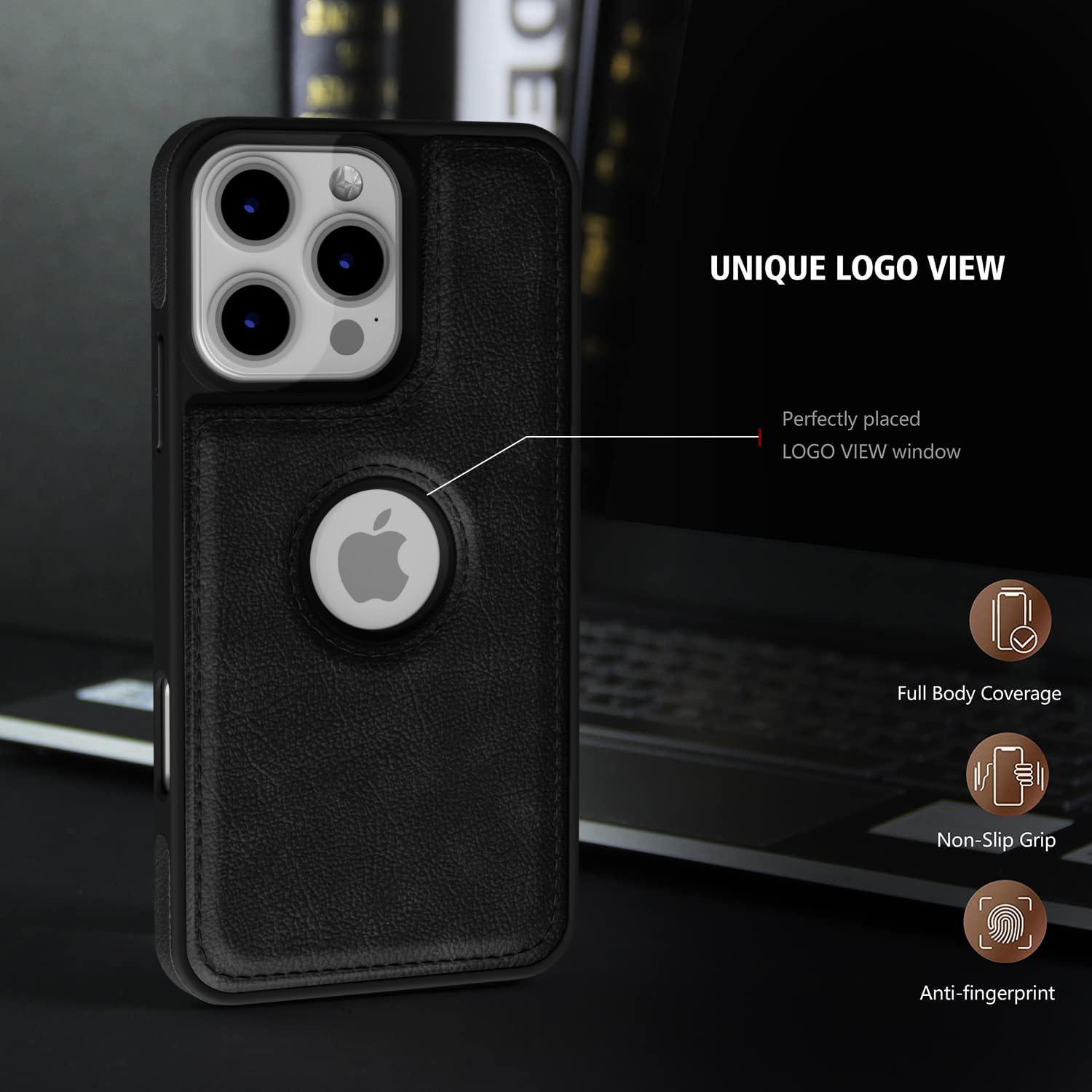 Pikkme iPhone 16 Pro Flexible Pu Leather Back Case | Black