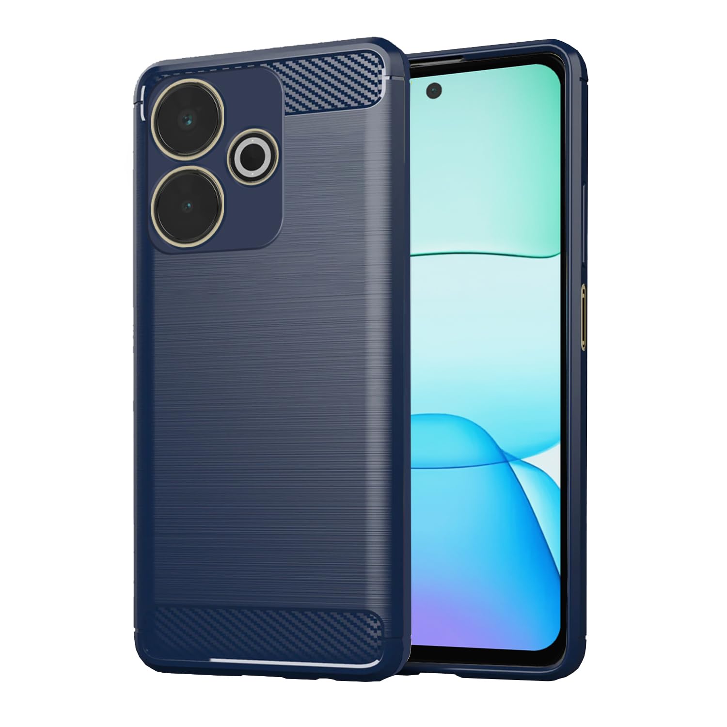 Pikkme Redmi 13 5G Hybrid Carbon Fibre Back Cover (Blue)