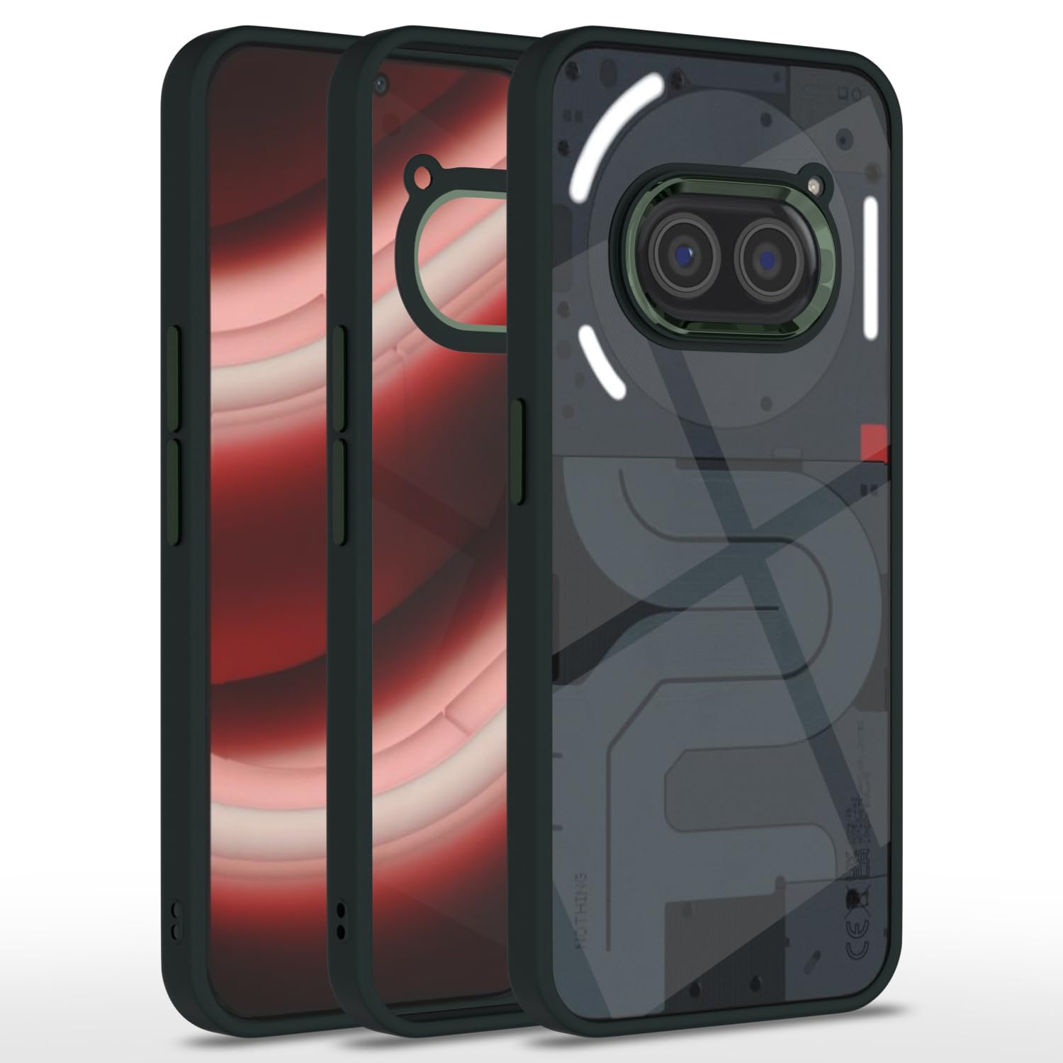 Nothing Phone 2A / Nothing Phone 2A Plus Chrome Metal Ring Back Cover (Dark Green)