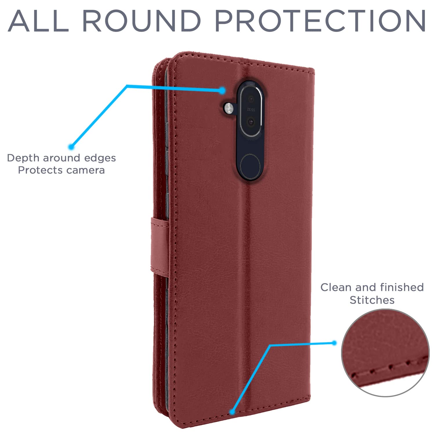 Nokia 8.1 flip cover in brown by Pikkme – photo 4
