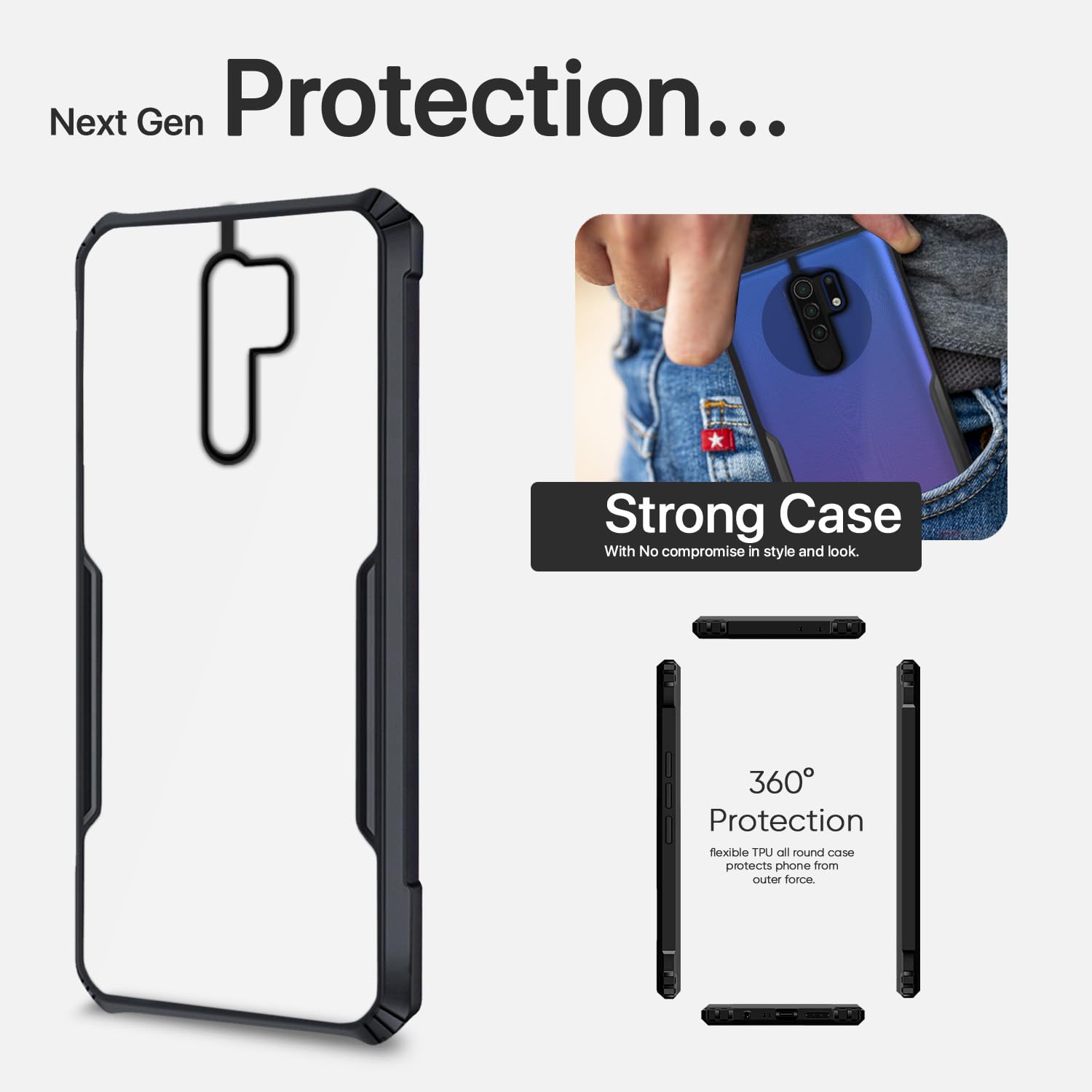 Pikkme black Hybrid mobile back cover for Redmi 9 Prime/Poco M2 – photo 8