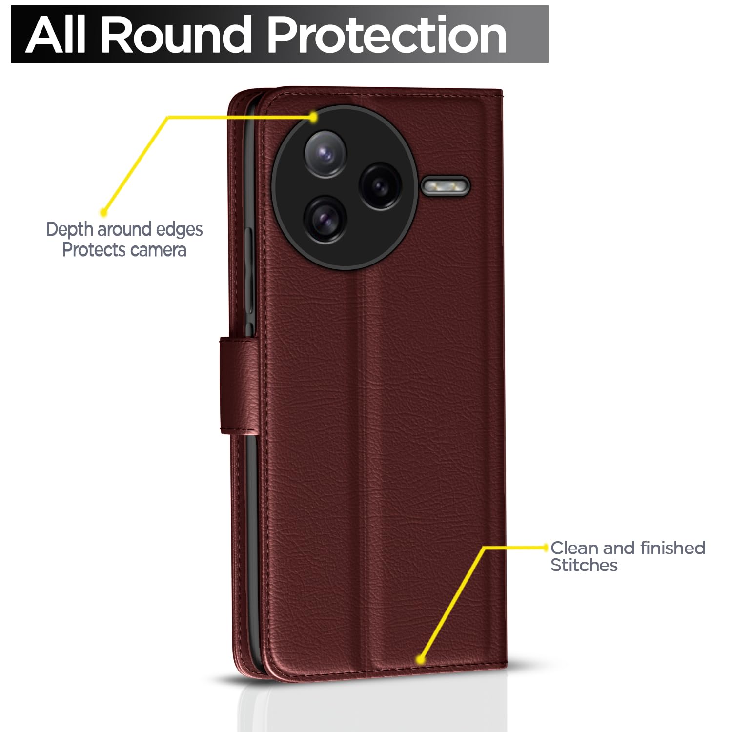 Pikkme Poco F7 Ultra 5G Vintage Flip Cover (Brown)