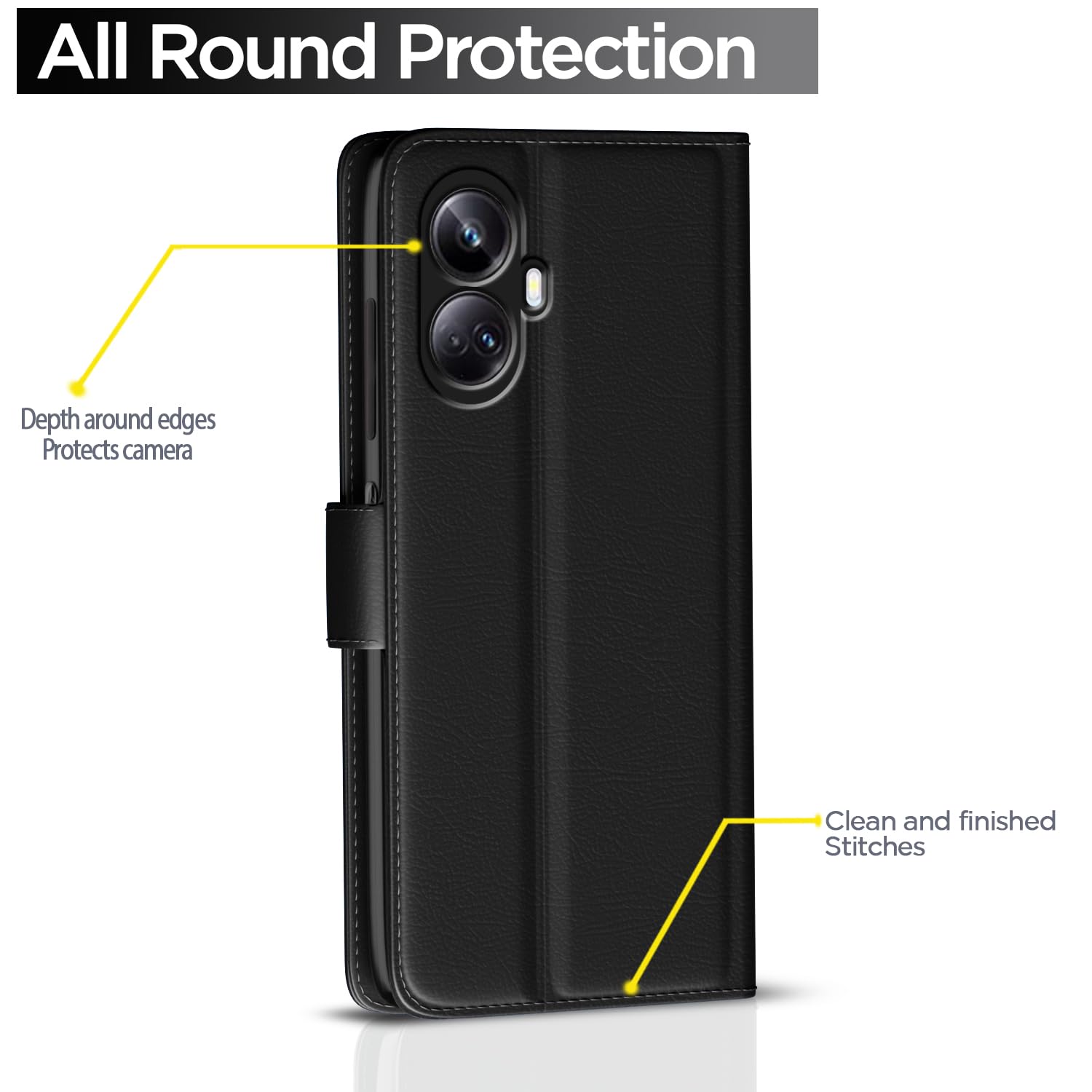Realme 10 Pro Plus 5G Button mobile flip cover in black by Pikkme – photo 4