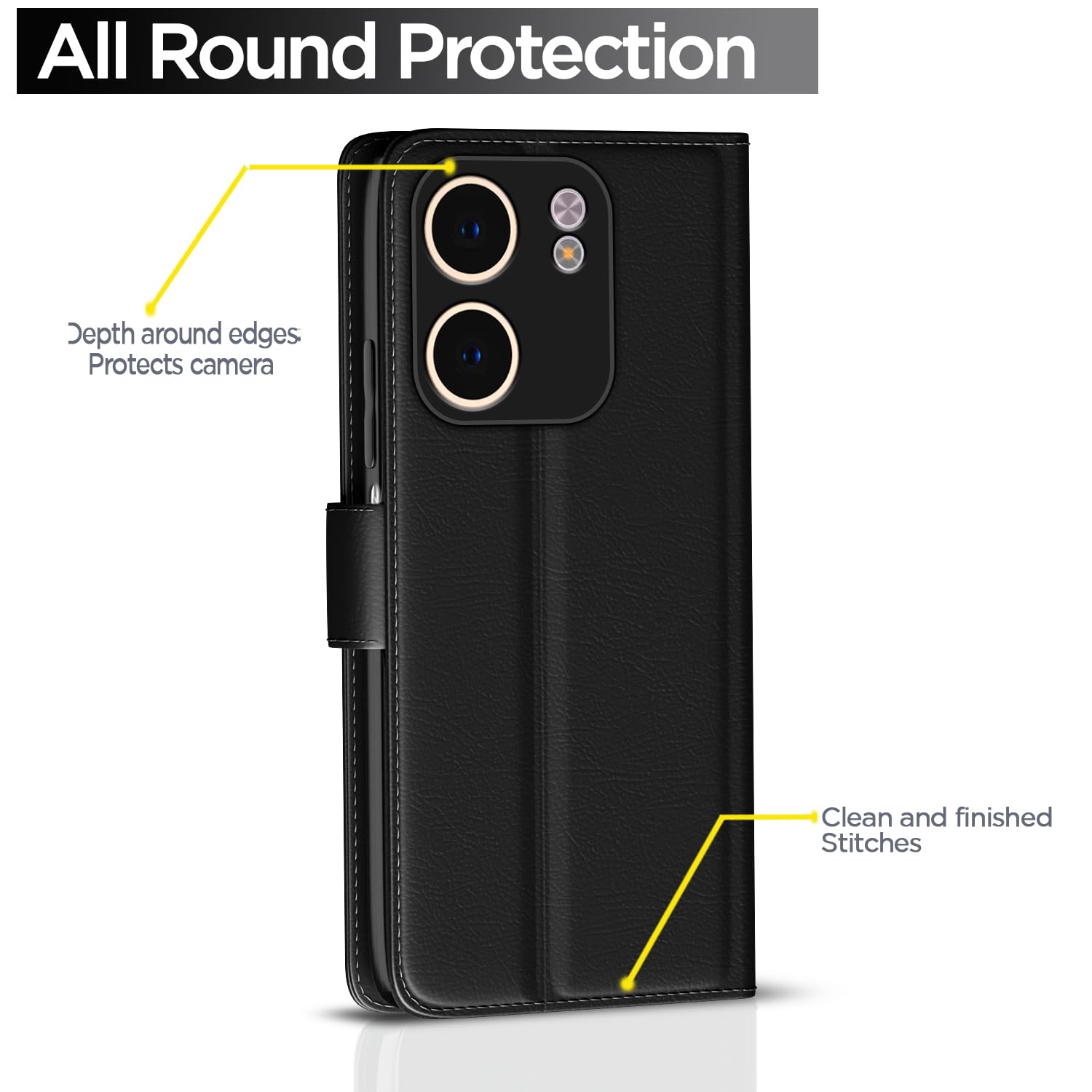 Oppo A5x mobile flip cover in black by Pikkme – photo 4