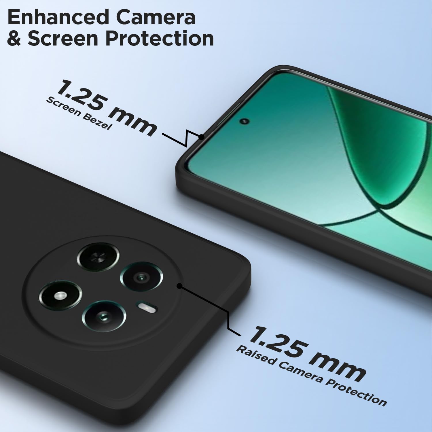 Pikkme Realme 12 5G Liquid Silicone Back Cover (Black)