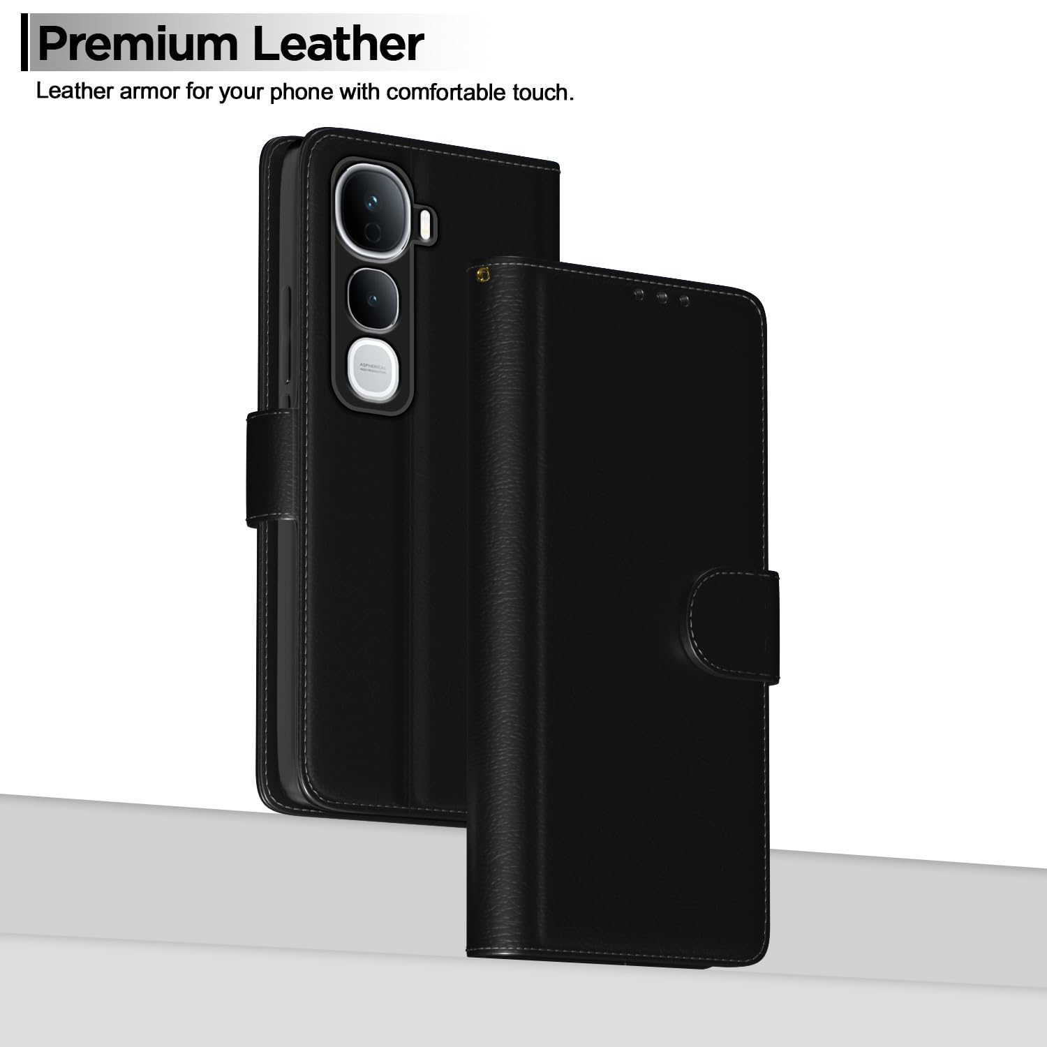 Vivo Y400 Pro 5G wallet flip cover in black by Pikkme – photo 2