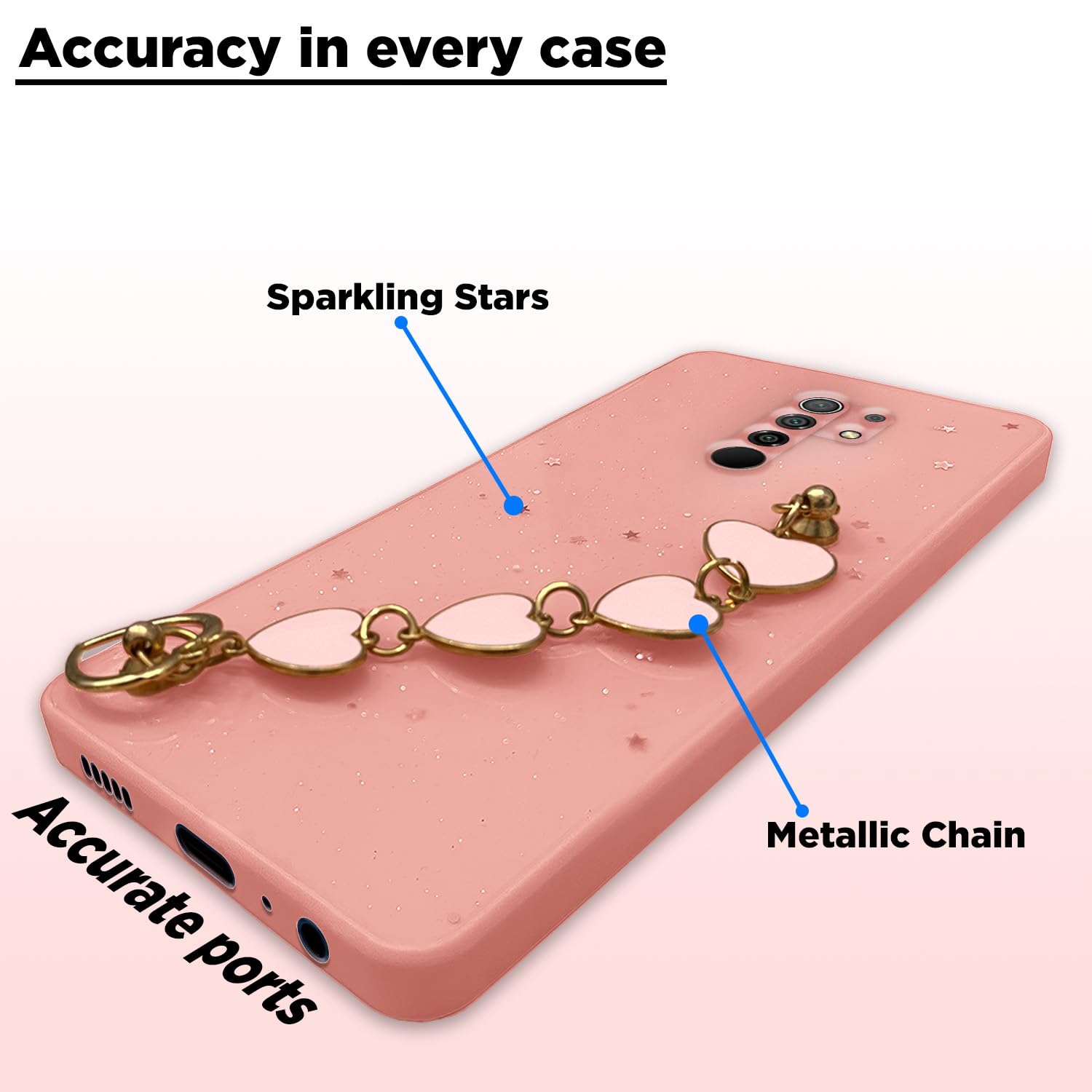 Pikkme Redmi 9 Prime Chain Back Cover (Pink)