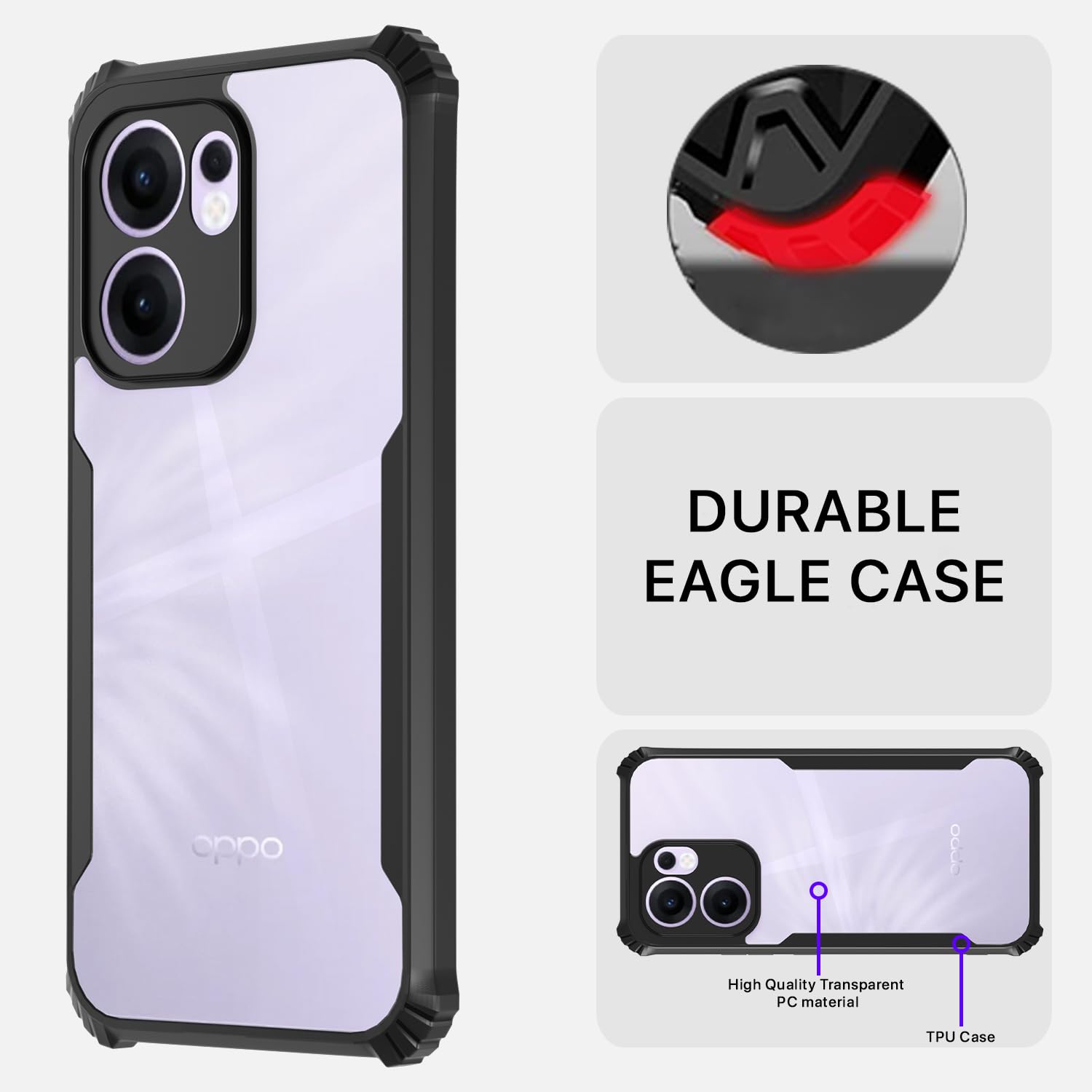 Black Clear back cover for Oppo Reno 13F 5G – Pikkme – photo 5