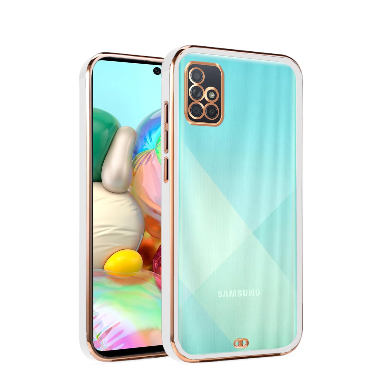 Samsung A71 Chrome mobile cover in white by Pikkme