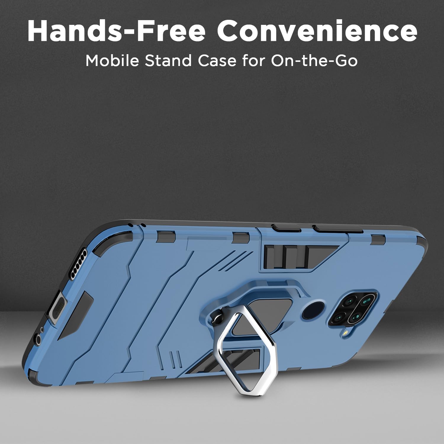 Pikkme Redmi Note 9 D5 Tough Armor Back Cover | Blue