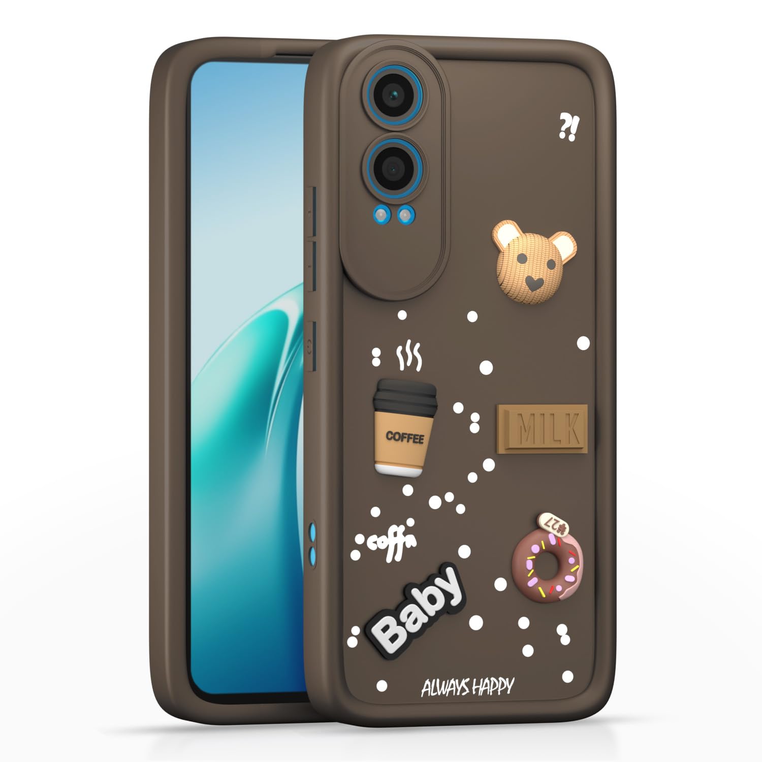 OnePlus Nord Ce 4 Lite 5G Cute Fun Cartoon 3D Bear Silicone Full Body Protection cartoon Brown