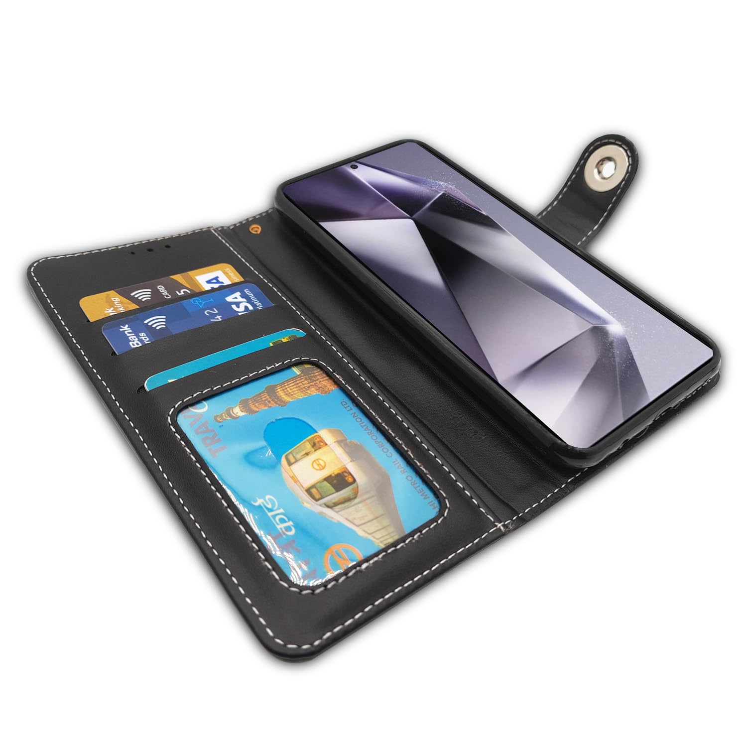 Pikkme Samsung Galaxy S24 Ultra 5G Wallet Style Inbuilt Pockets & Stand | Strong Magnetic Flip Cover (Grey)