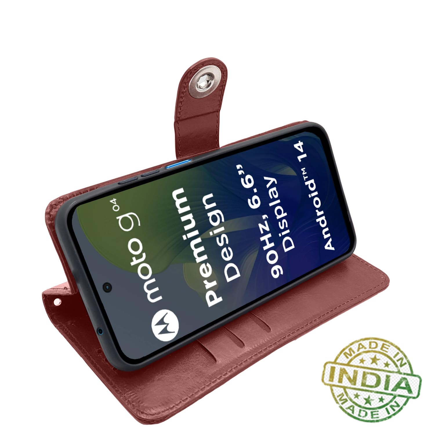 Brown Button flip cover for Moto G04 – Pikkme – photo 5