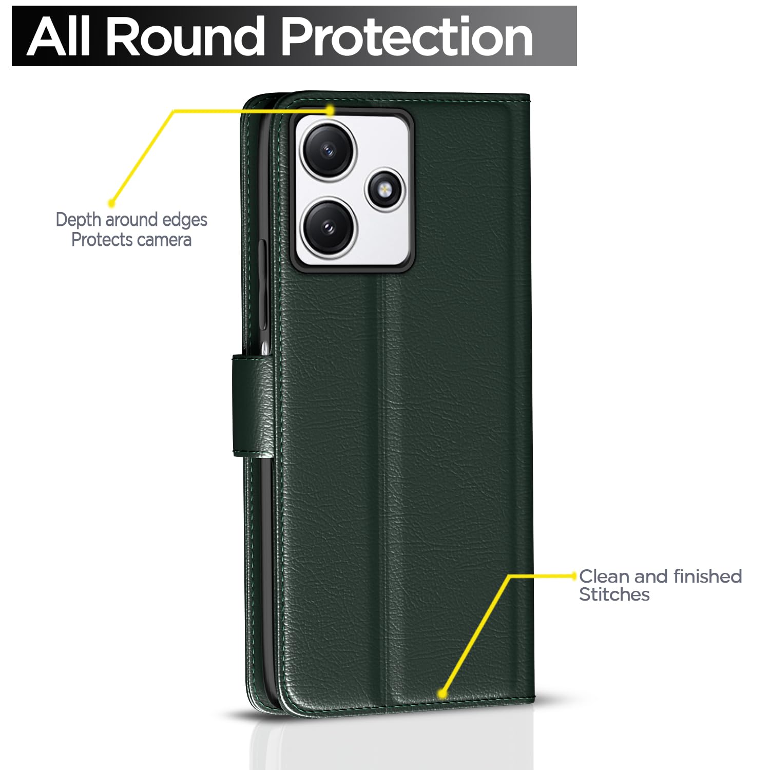 Pikkme Redmi 12 5G / Poco M6 Pro 5G Vintage Flip Cover |Green