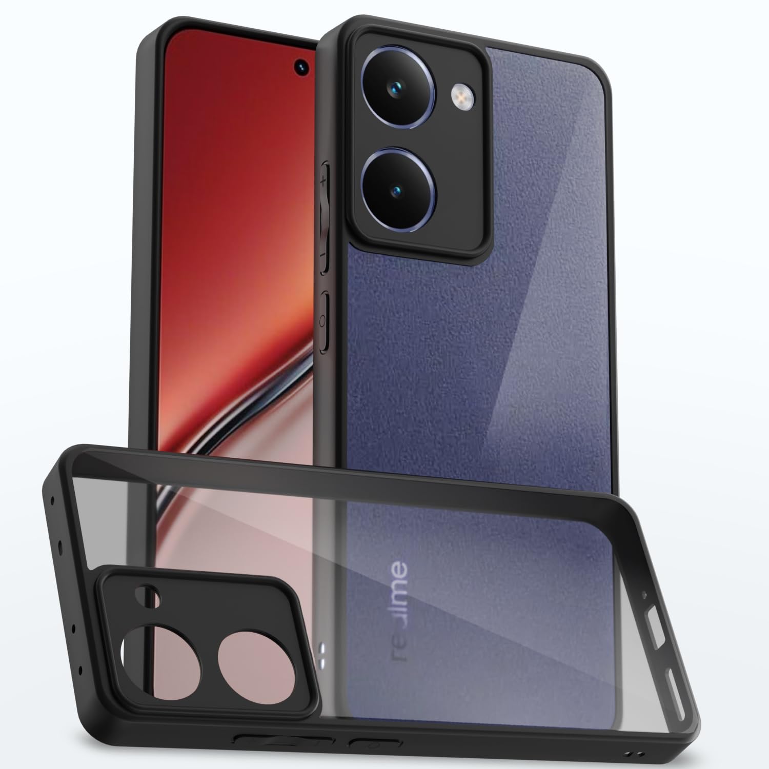 Black Hybrid back cover for Realme P3 Ultra 5G – Pikkme