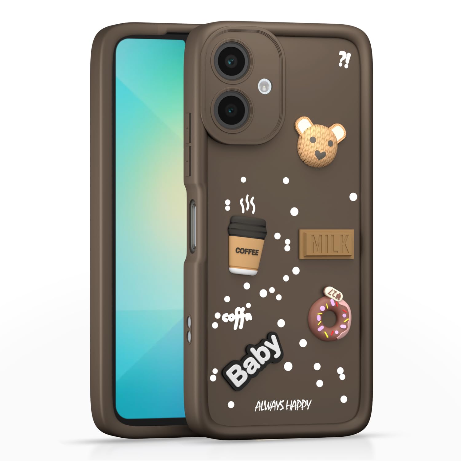 Samsung Galaxy A06 Cute Fun Cartoon 3D Bear Silicone Full Body Protection cartoon Brown