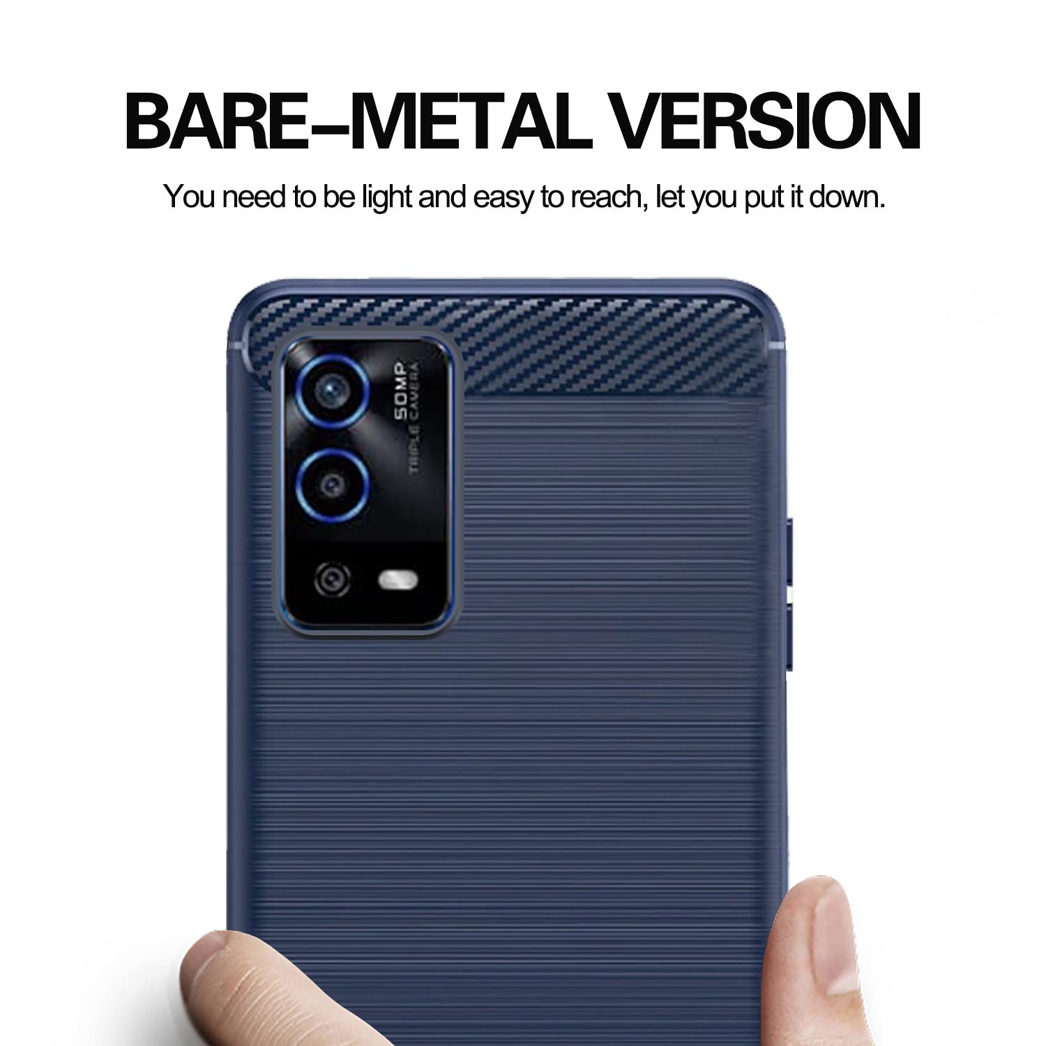 Pikkme Oppo A55 Hybrid Carbon Fiber Back Cover | Blue